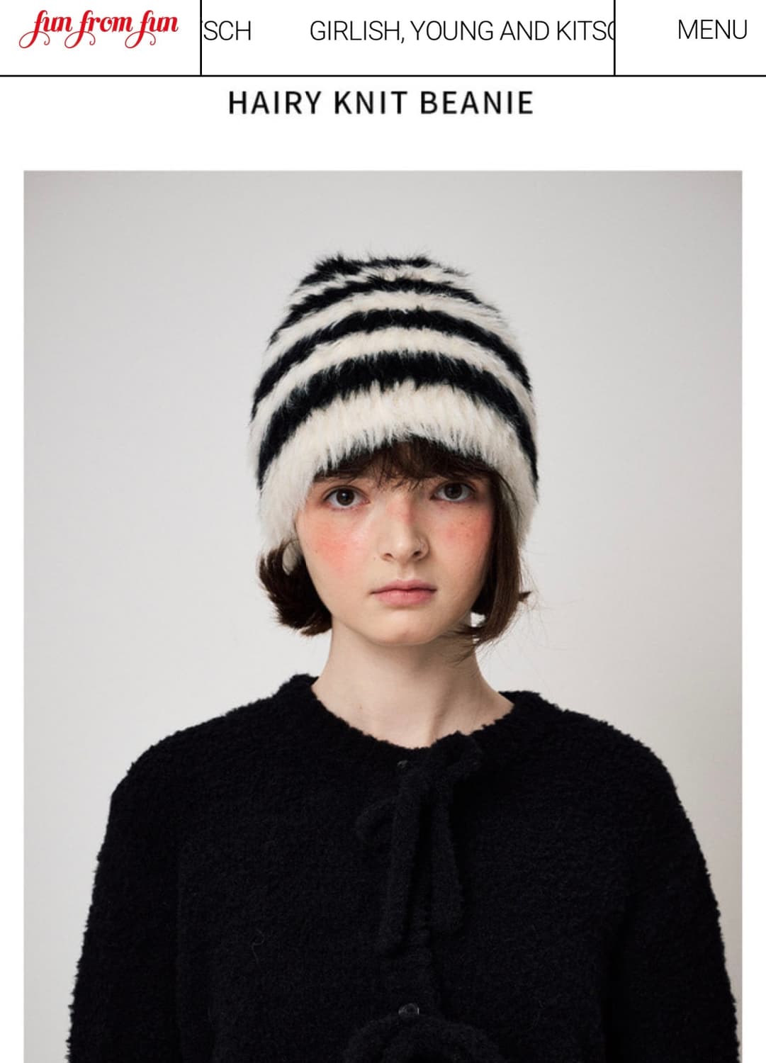 새상품) 펀프롬펀 헤어리 니트 비니 상품이미지6