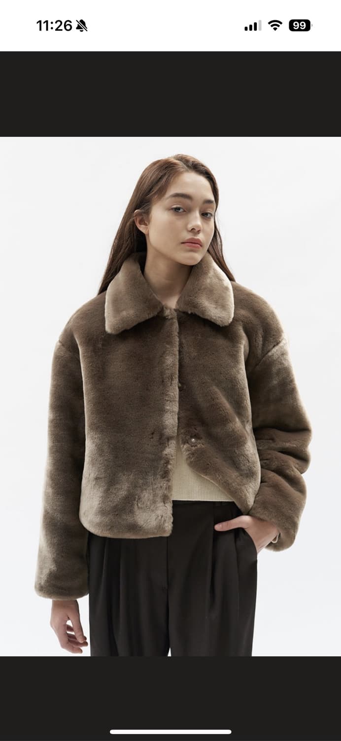 current fake fur crop jacket (brown) 상품이미지1