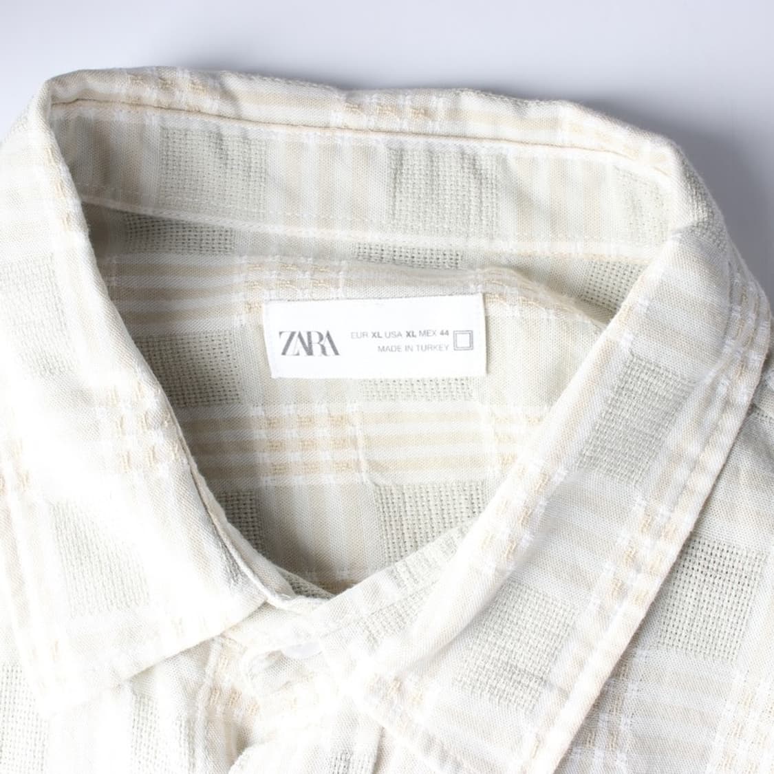 ZARA 라이트 베이지 미니멀 체크 셔츠 XL 상품이미지5