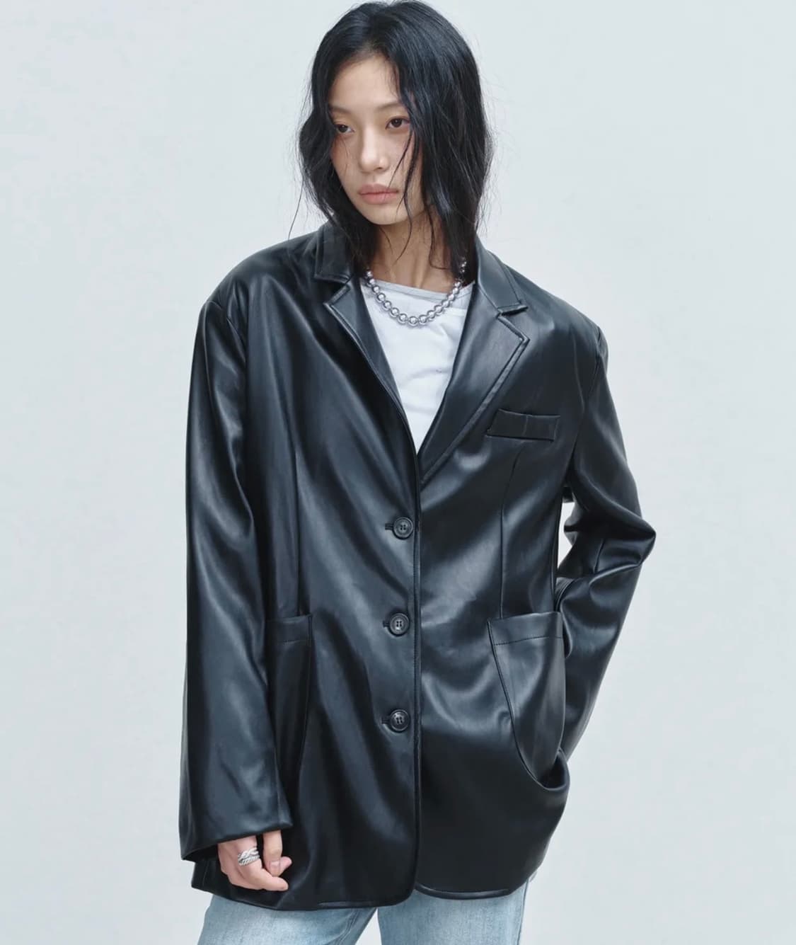 닉앤닉콜 시그니처 비건 레더 자켓 상품이미지4