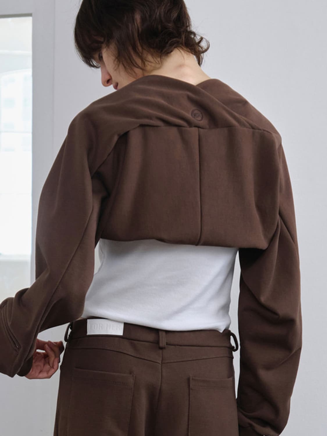 포허 브라운 코튼 볼레로 지켓 가디건 상품이미지2