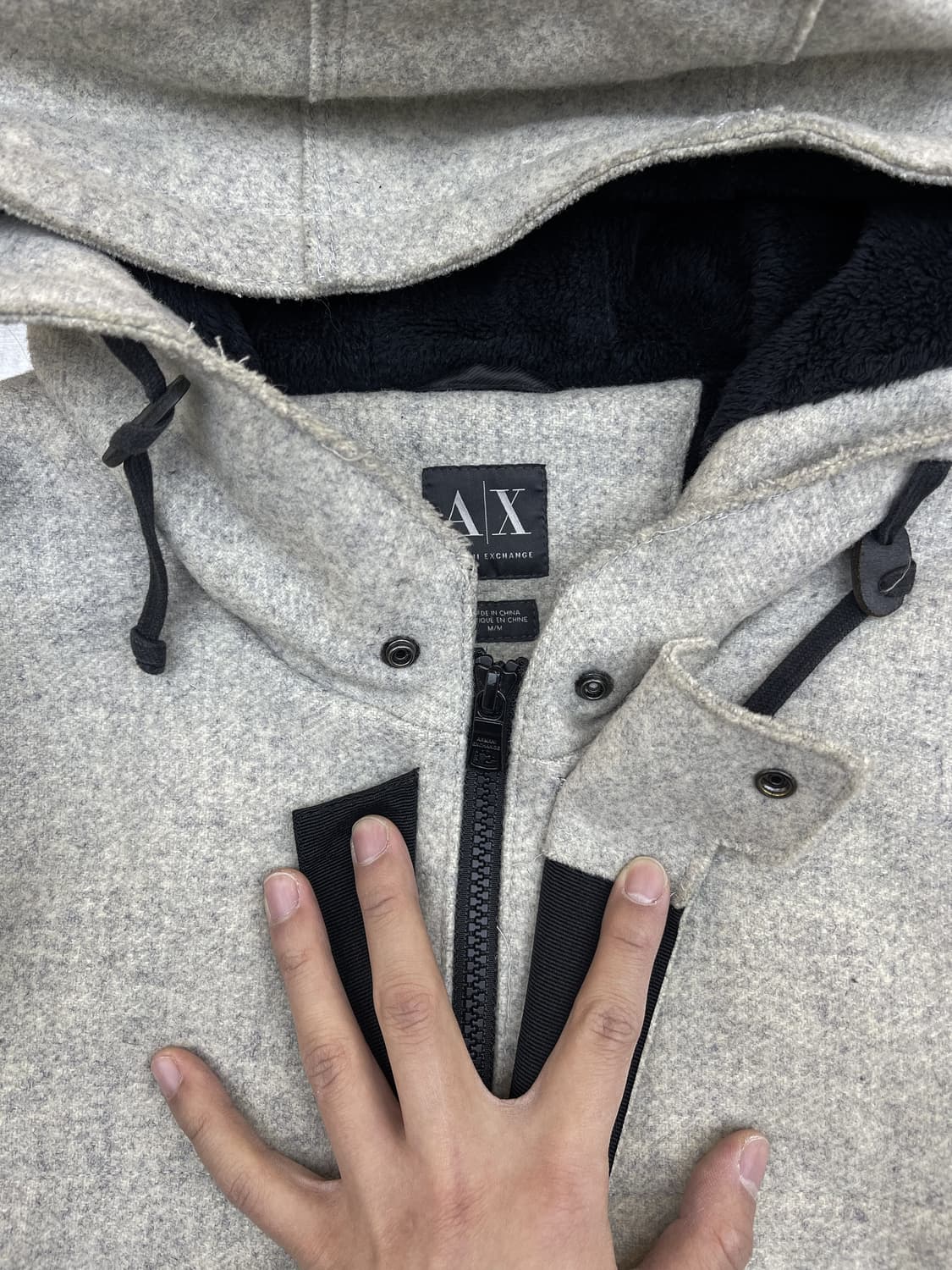 아르마니 익스체인지 투포켓 울 후드 자켓 상품이미지5
