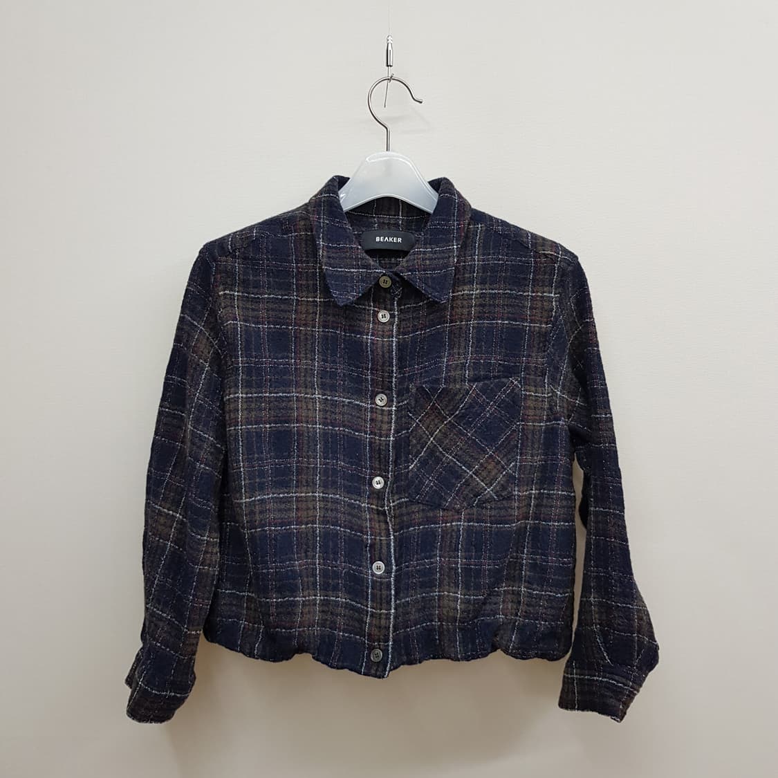 비이커 BEAKER 2021 체크 울 블렌드 크롭 셔츠 자켓 1사이즈 상품이미지1