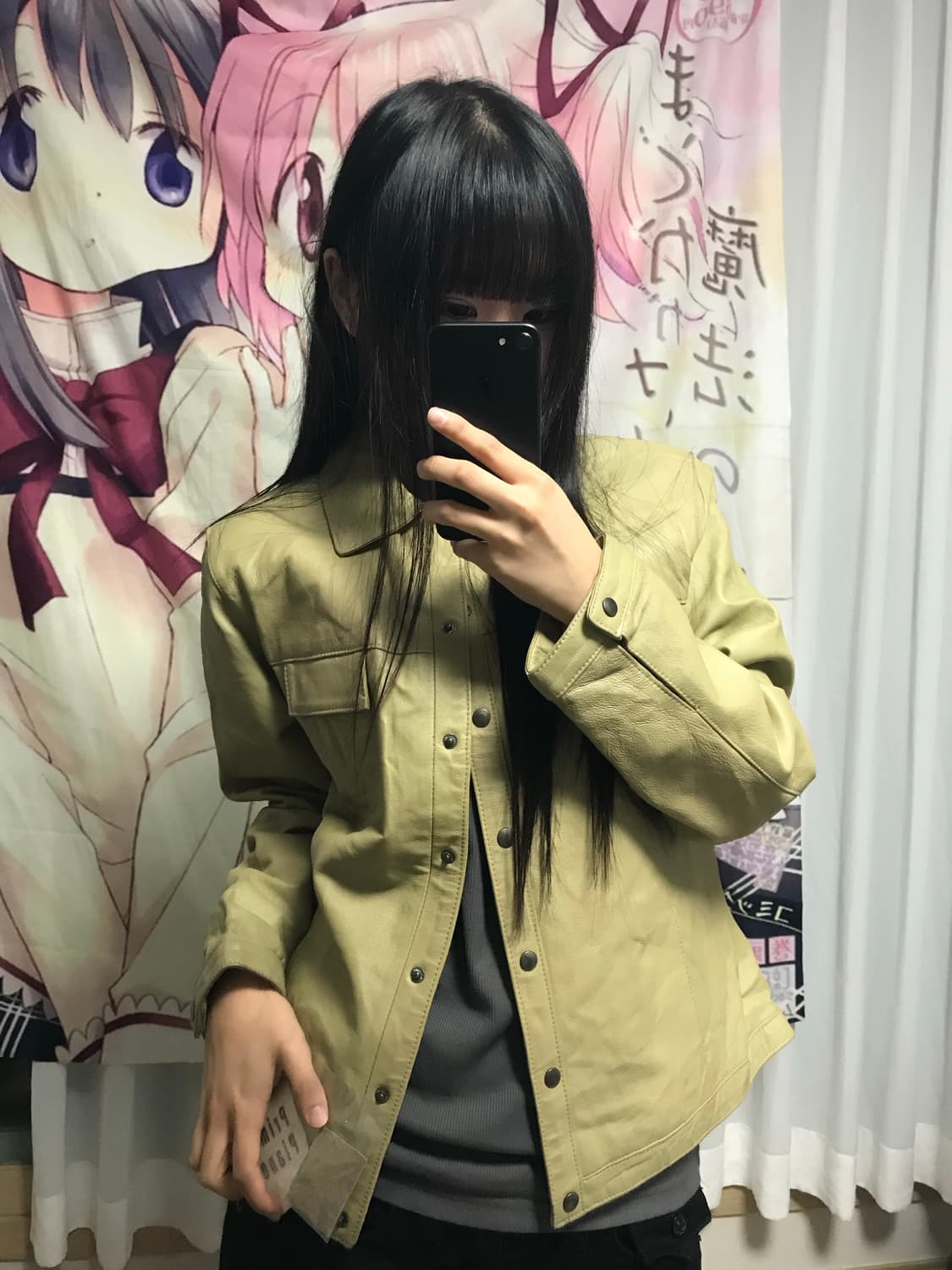 재패니즈 베이지 카라 레더자켓 상품이미지1