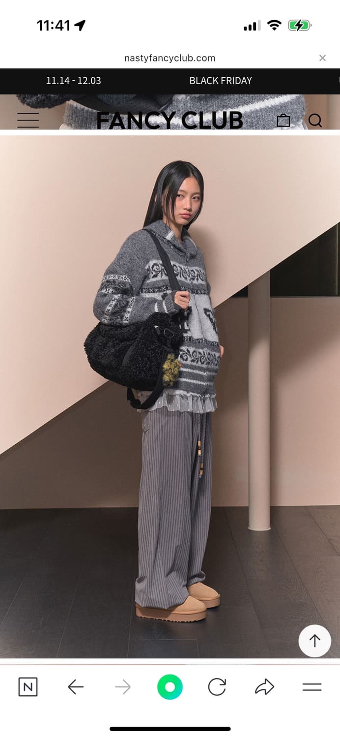 FLUFFY SNAP BOSTON BAG (BLACK) 상품이미지3