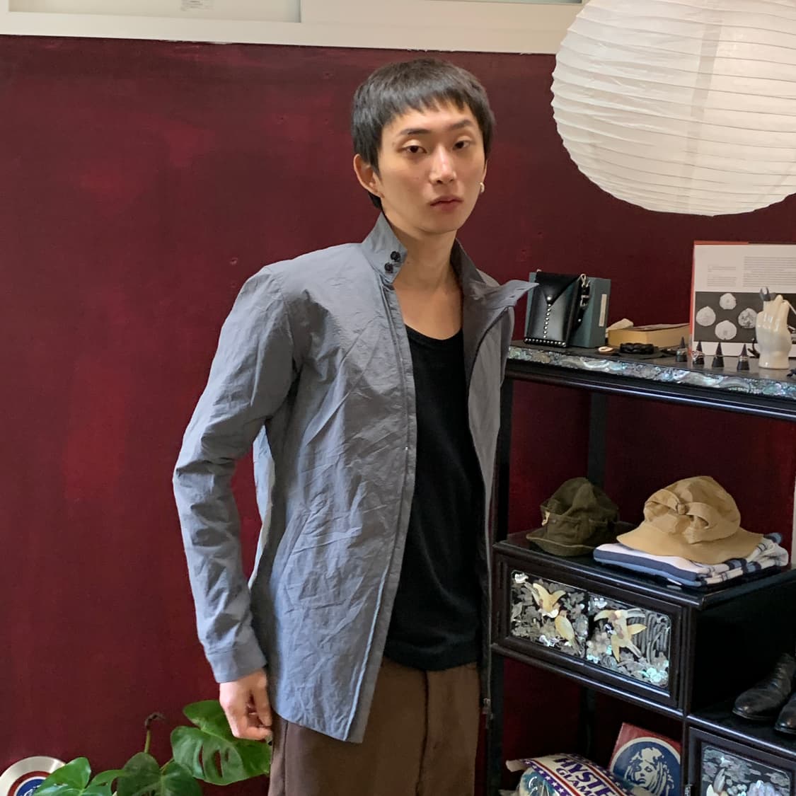 립 반 윙클 비대칭 염축가공 스윙 탑 블루종 상품이미지2