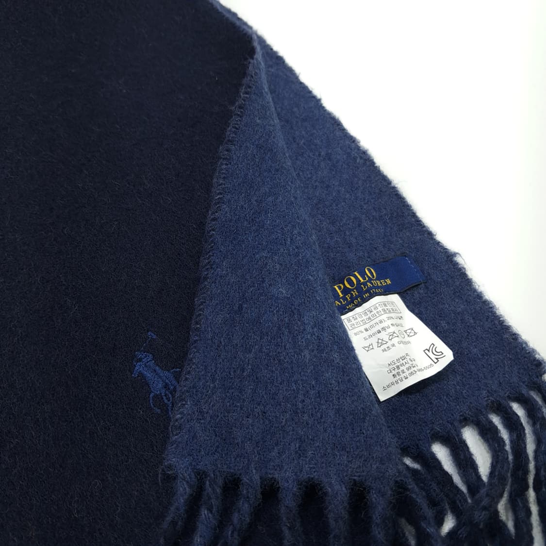 MX193 폴로 랄프로렌 다크네이비 로얄블루 램스울 양면 목도리 머플러 상품이미지5
