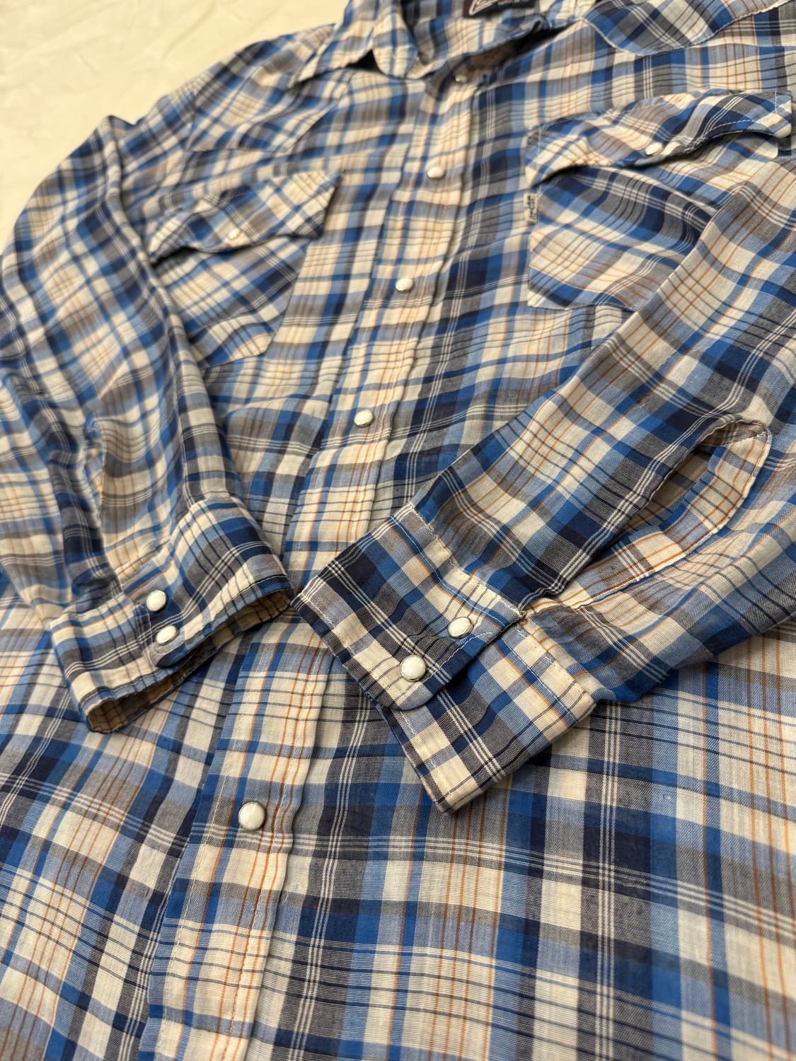 Levi’s 리바이스 빈티지 웨스턴 셔츠 블루 체크 긴팔 XL 상품이미지5