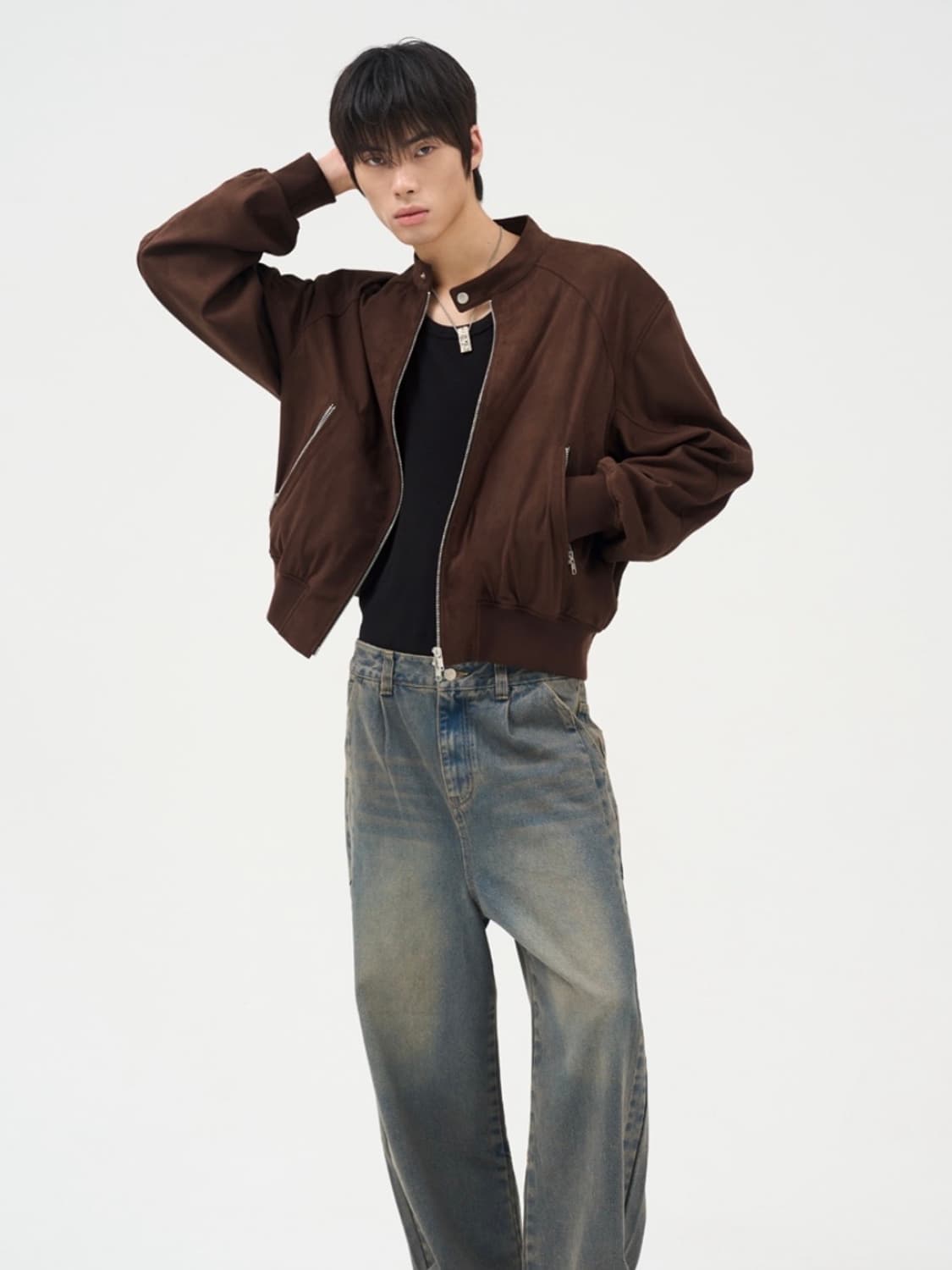 도프제이슨 패널드 스포티 레더 자켓 모카  상품이미지6