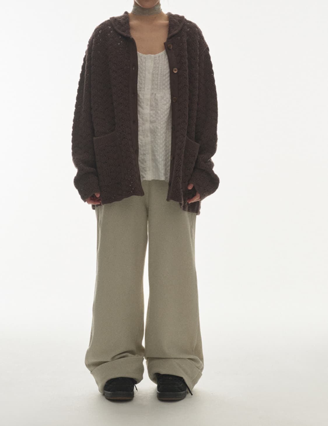 코이세이오 WAVE KNIT CARDIGAN DARK BROWN 상품이미지2