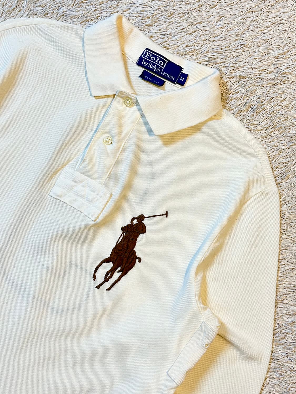 폴로 랄프로렌 슬림핏 빅포니 로고 PK 긴팔 카라티 아이보리 상품이미지2