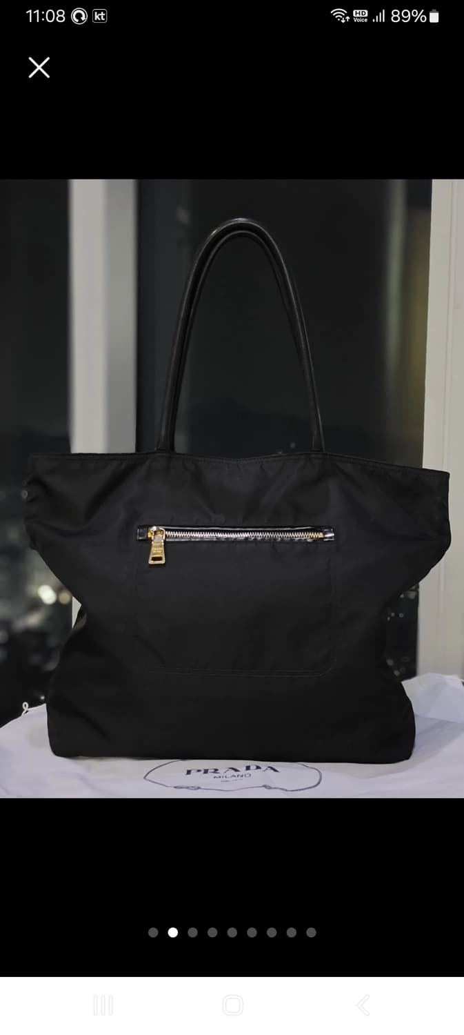 프라다 블랙 테수토 나일론 트라이앵글 금장 쇼퍼백 상품이미지2