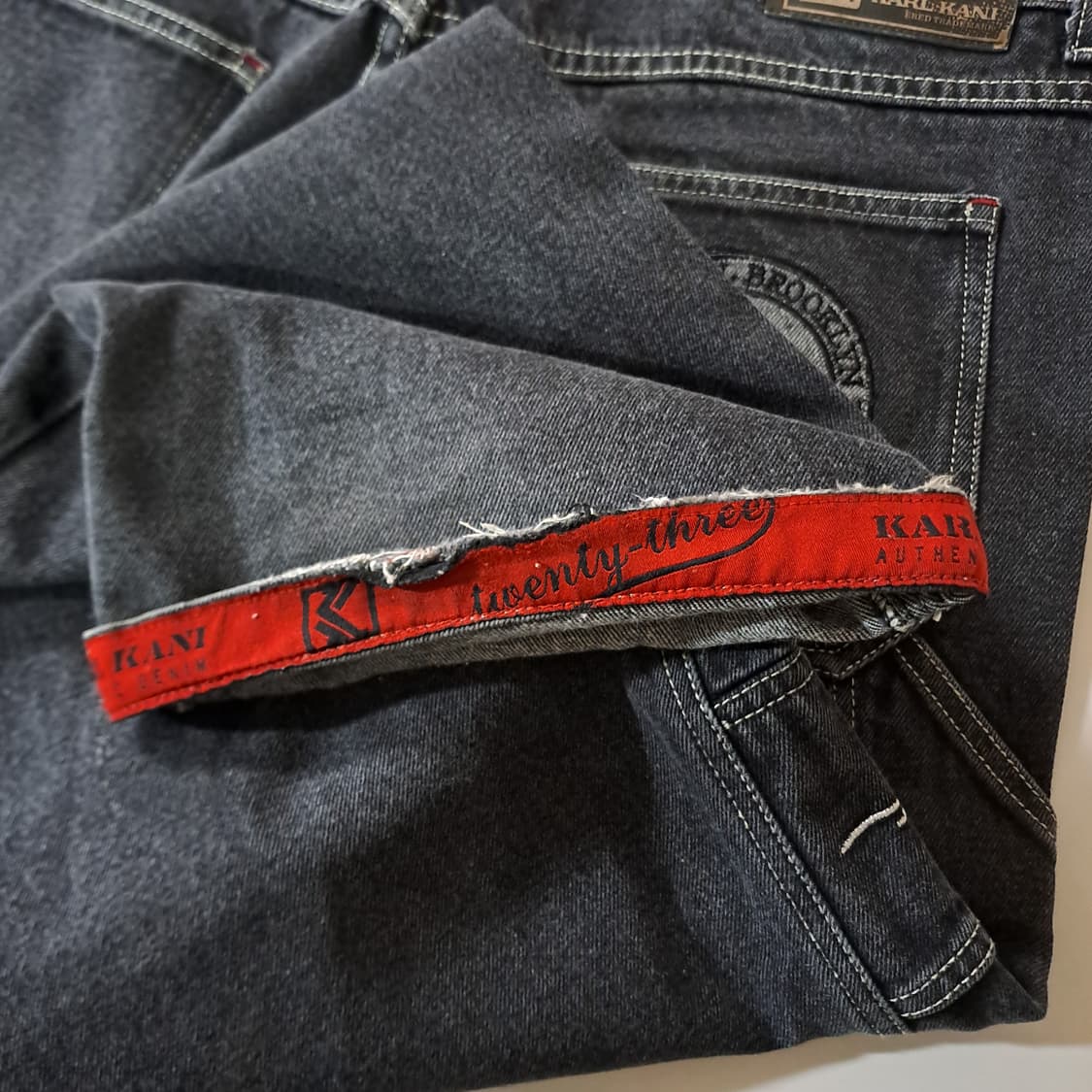 (택포) 칼카니 워시드 그레이 레드 카펜터 데님팬츠 34 B618 상품이미지8