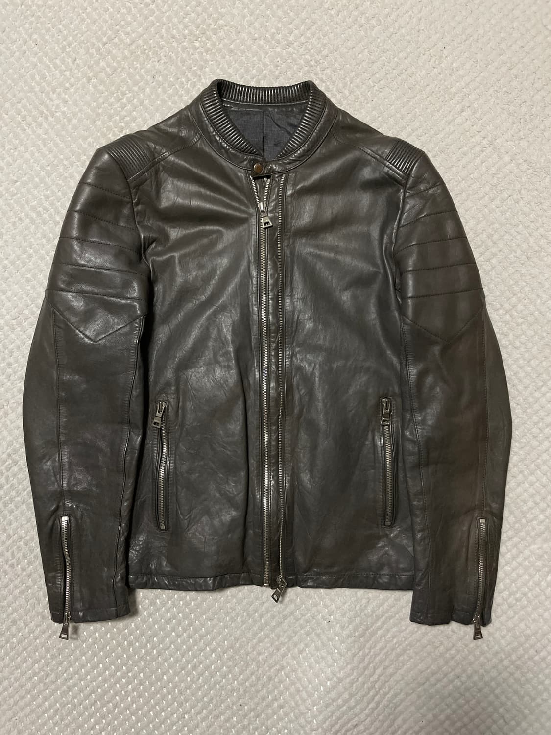 VANHART 반하트 웨스턴 무드 램스킨 양가죽 바이커 절개 레더 자켓 상품이미지3