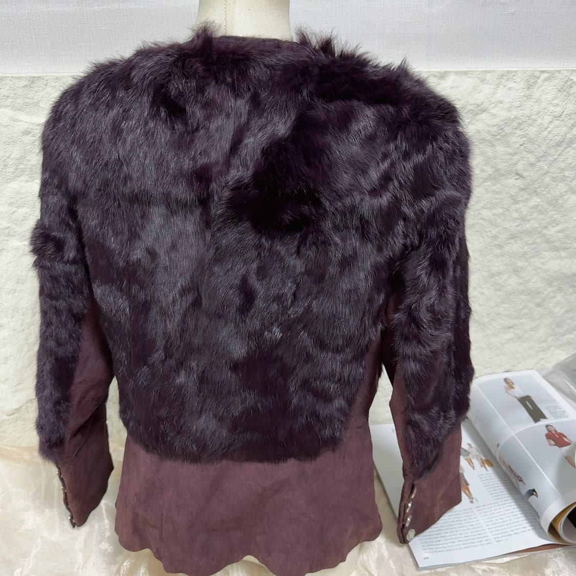 빈티지 다크 퍼플 토끼털 되지가죽자켓 상품이미지5