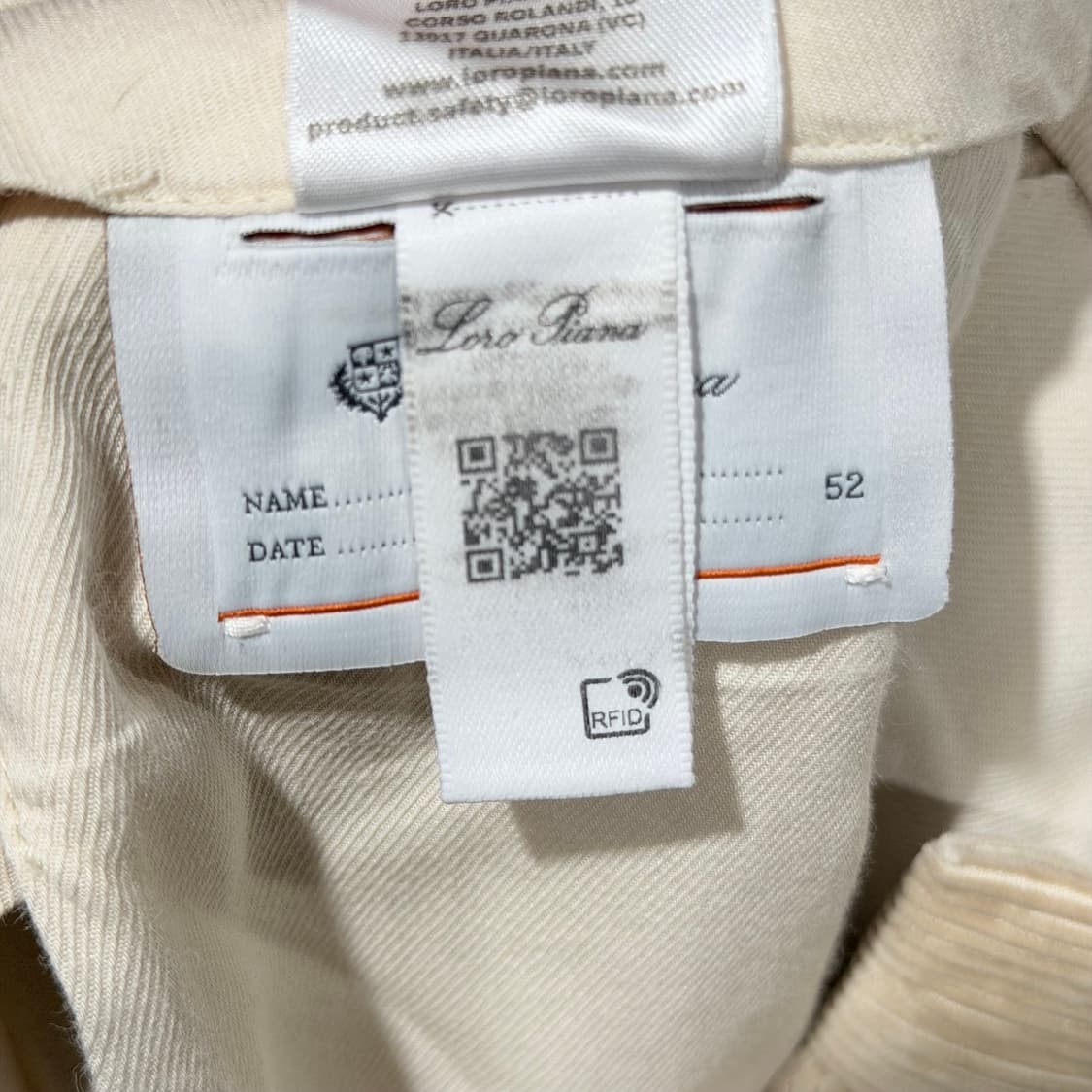 (A+/52) / 로로피아나 코듀로이 코튼 팬츠 아이보리 상품이미지9