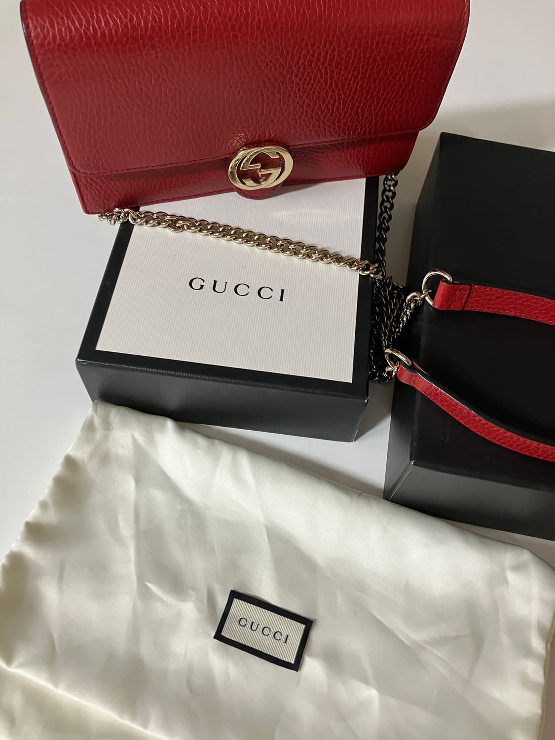 구찌 woc 인터라킹 크로스백 미니 레드 (풀박스 새제품) 상품이미지1