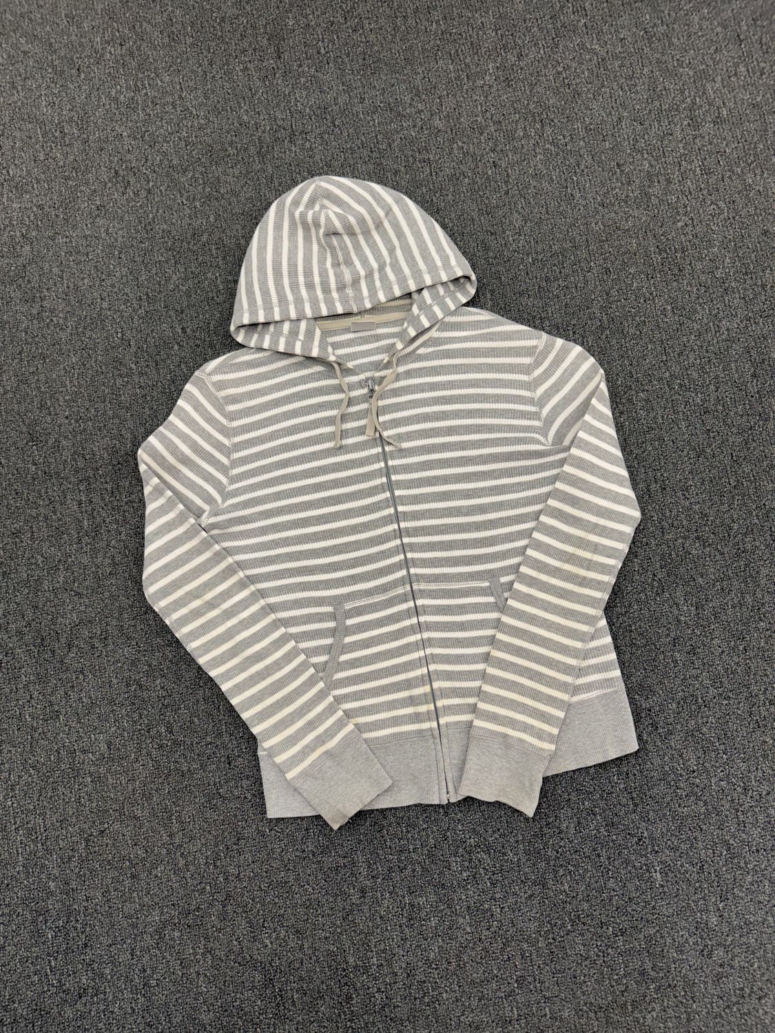 M)JPN 유니클로 빈티지 스트라이프 와플 후드 집업 상품이미지1