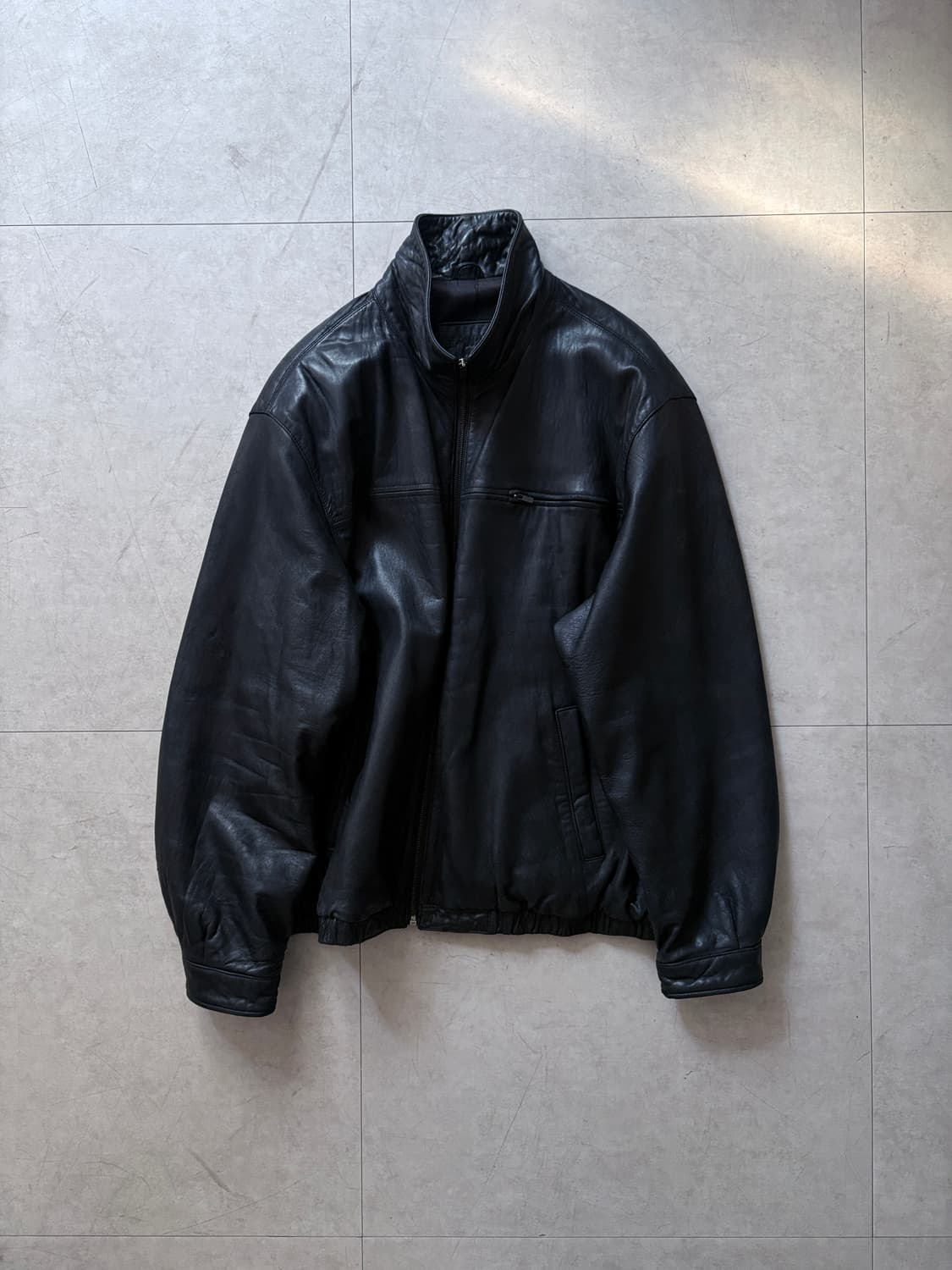 BRANDIN 램레더 하이넥 블루종 상품이미지5