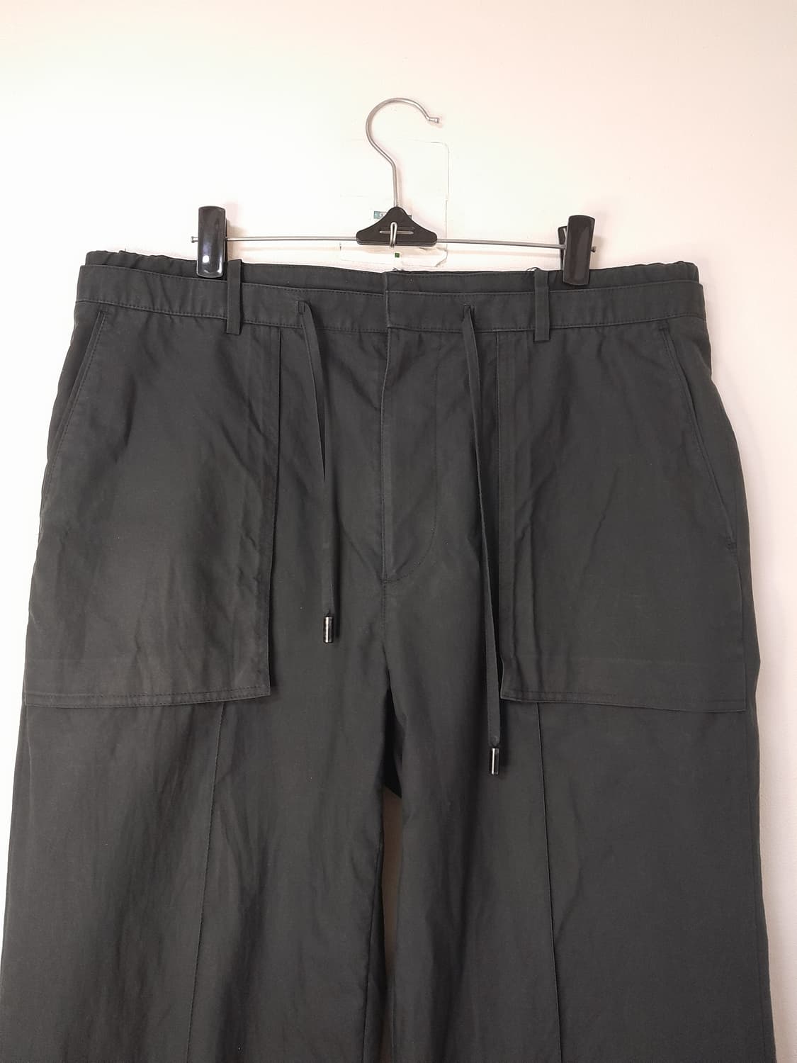 준지 블랙 드로우스트링 코튼팬츠 48/32" 상품이미지2