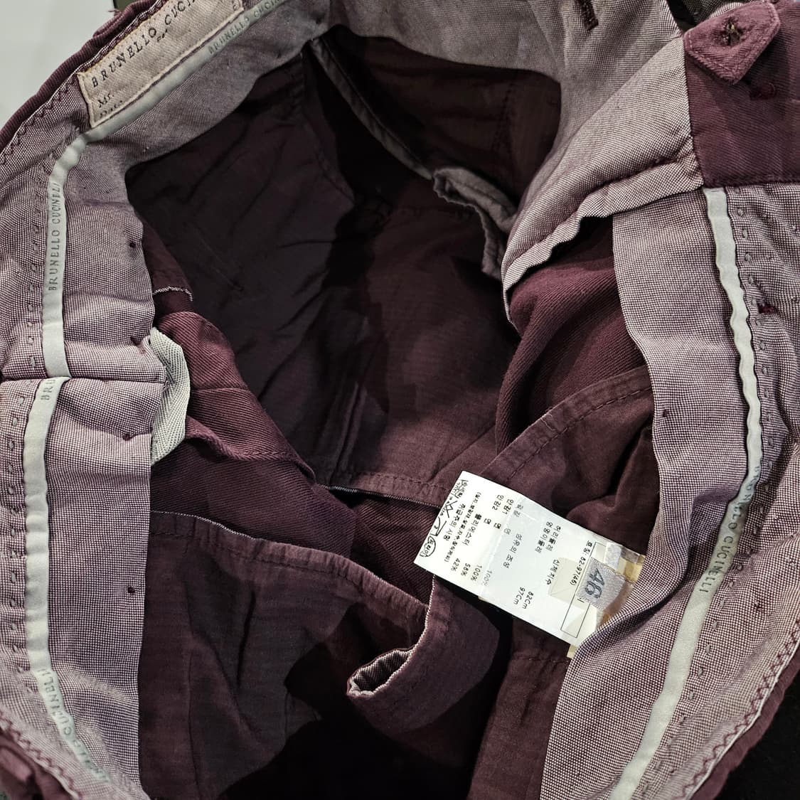 브루넬로 쿠치넬리 버건디 코튼 팬츠 상품이미지4