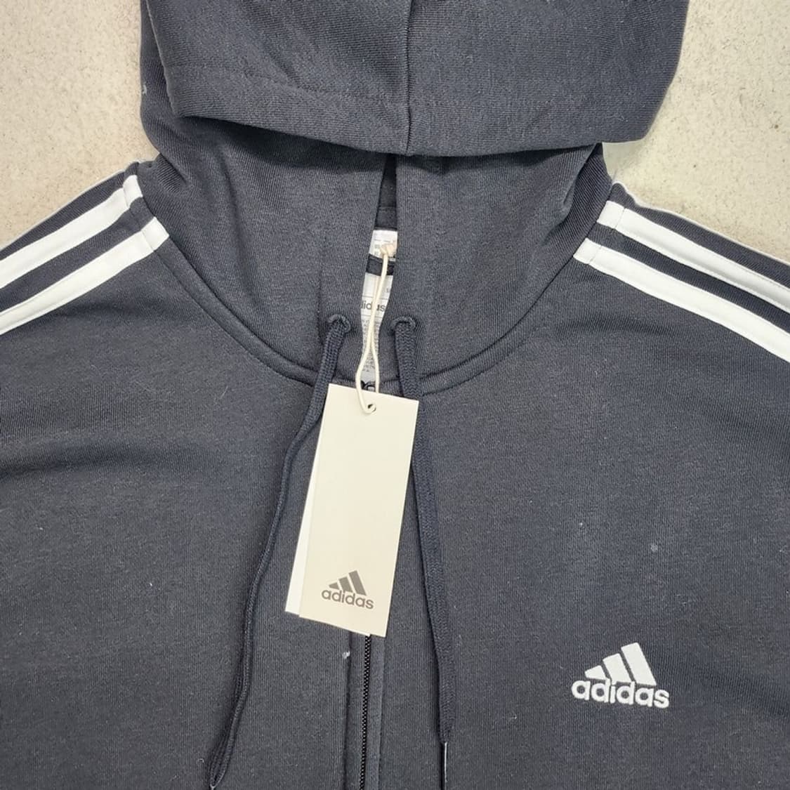 새상품 ADIDAS 에센셜-3 플리스 후드 집업 Men XL 상품이미지2