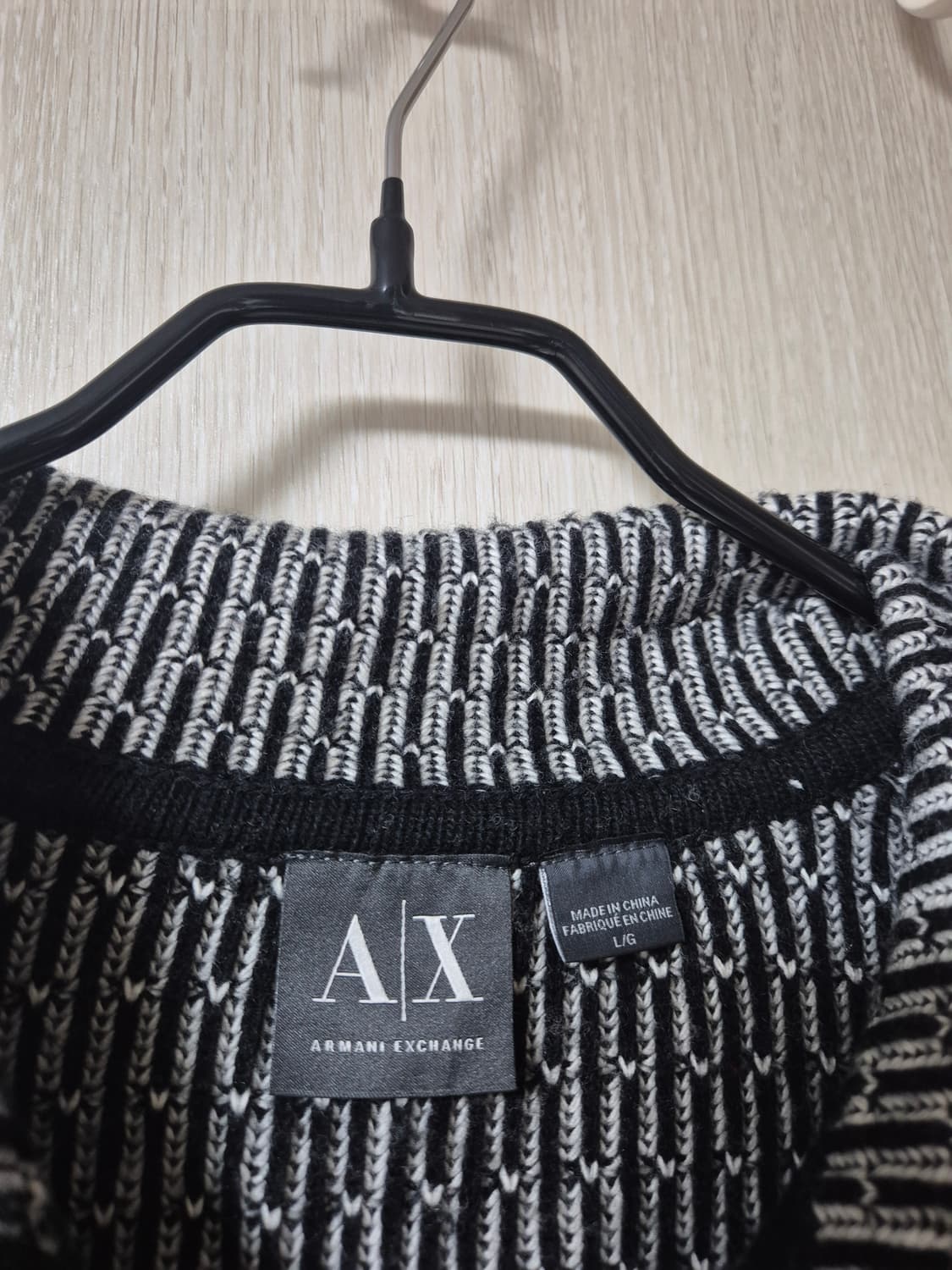 아르마니 익스체인지 하프넥 울 니트 반집업 패턴니트 라지 상품이미지4