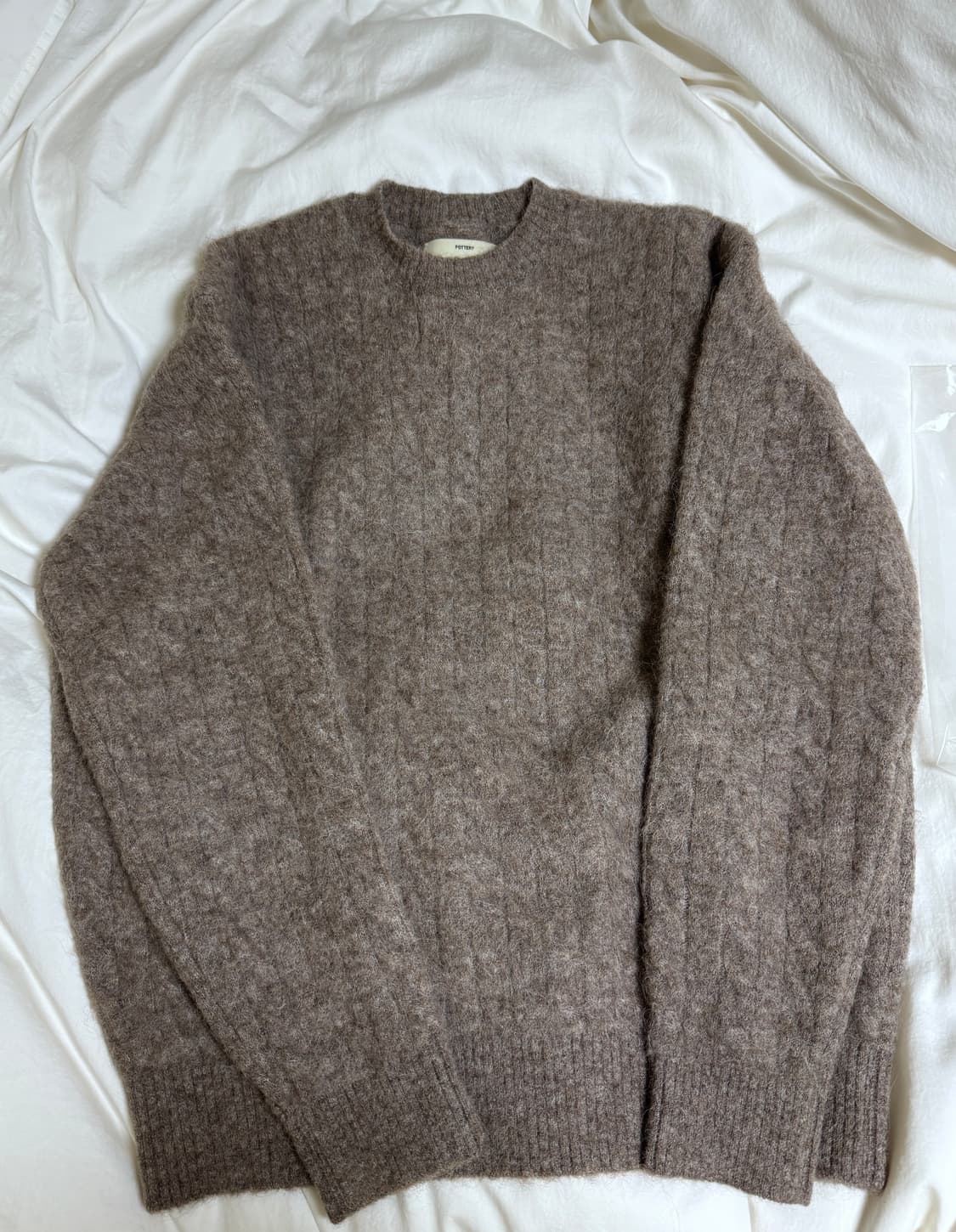 포터리 알파카 울 케이블 니트 3 토바코 상품이미지1