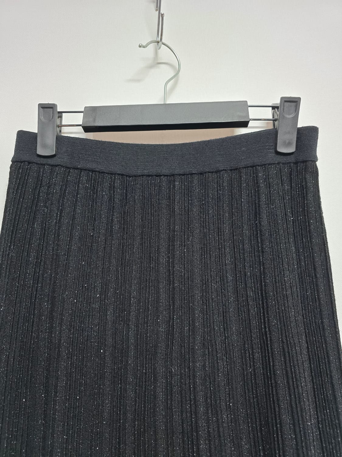 타임 블랙 플리츠 롱 스커트 언발란스 상품이미지2