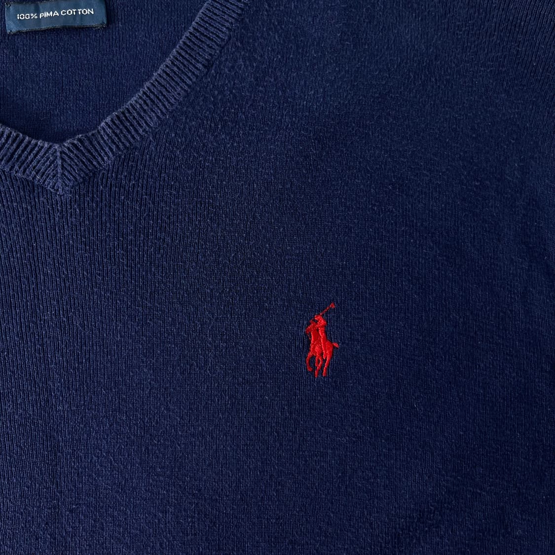 100 폴로랄프로렌 피마코튼 브이넥 네이비 니트 상품이미지3