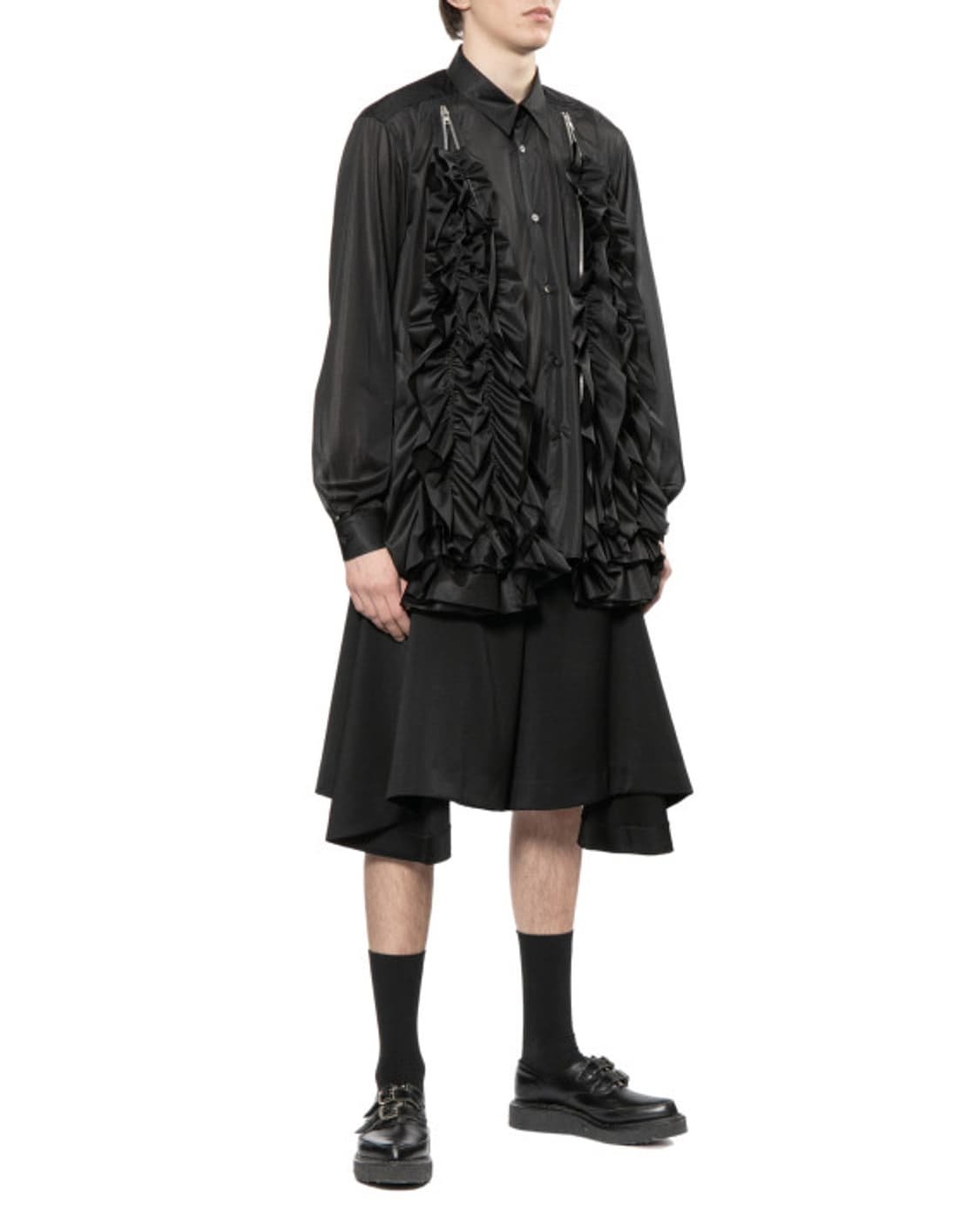 꼼데가르송 옴므플러스 / 26SS 러플 지퍼 셔츠 / L 상품이미지3