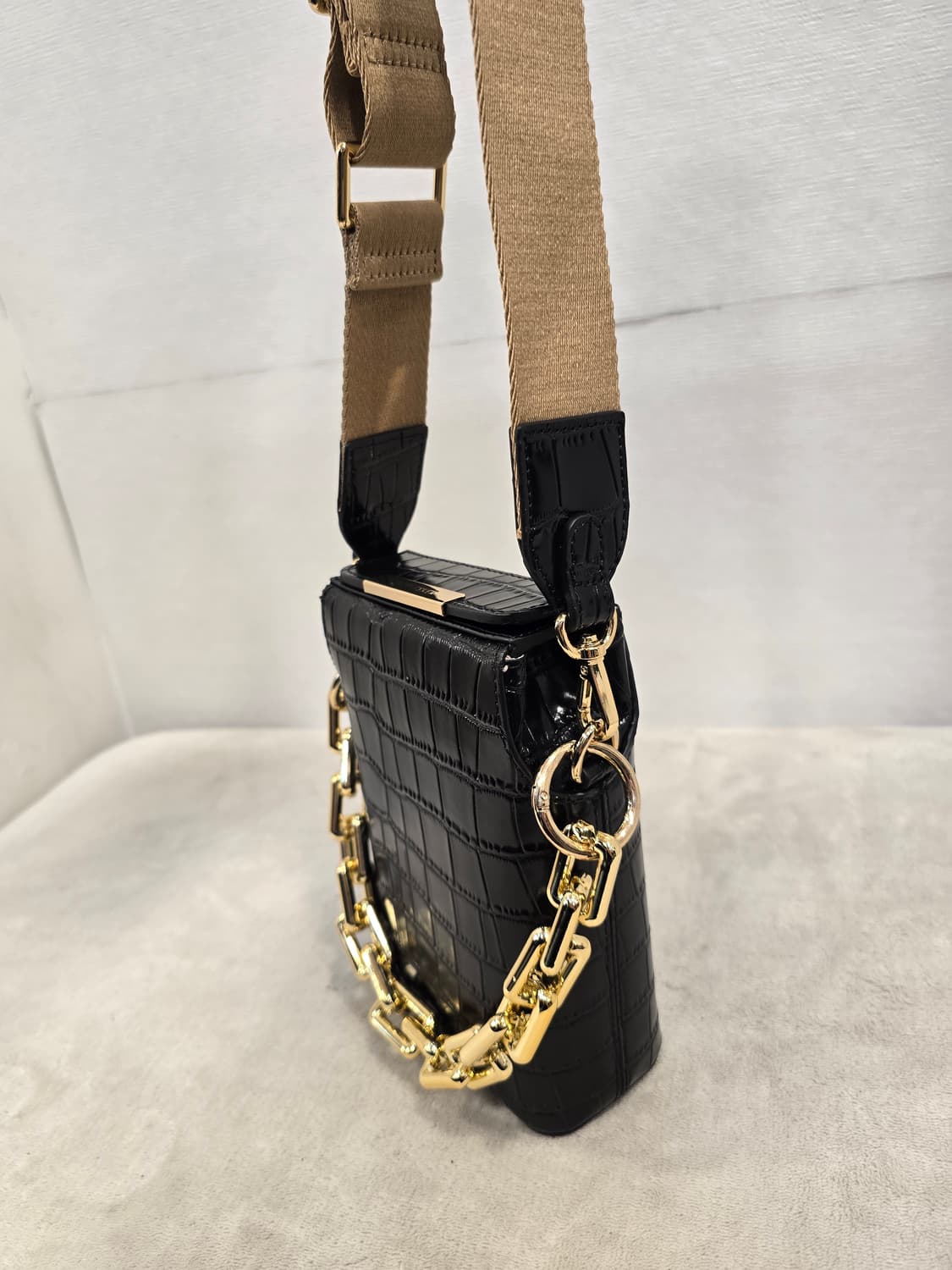 거의새거) 핀에스커 블랙 악어 패턴 미니 크로스백 토트백  폰백 상품이미지4