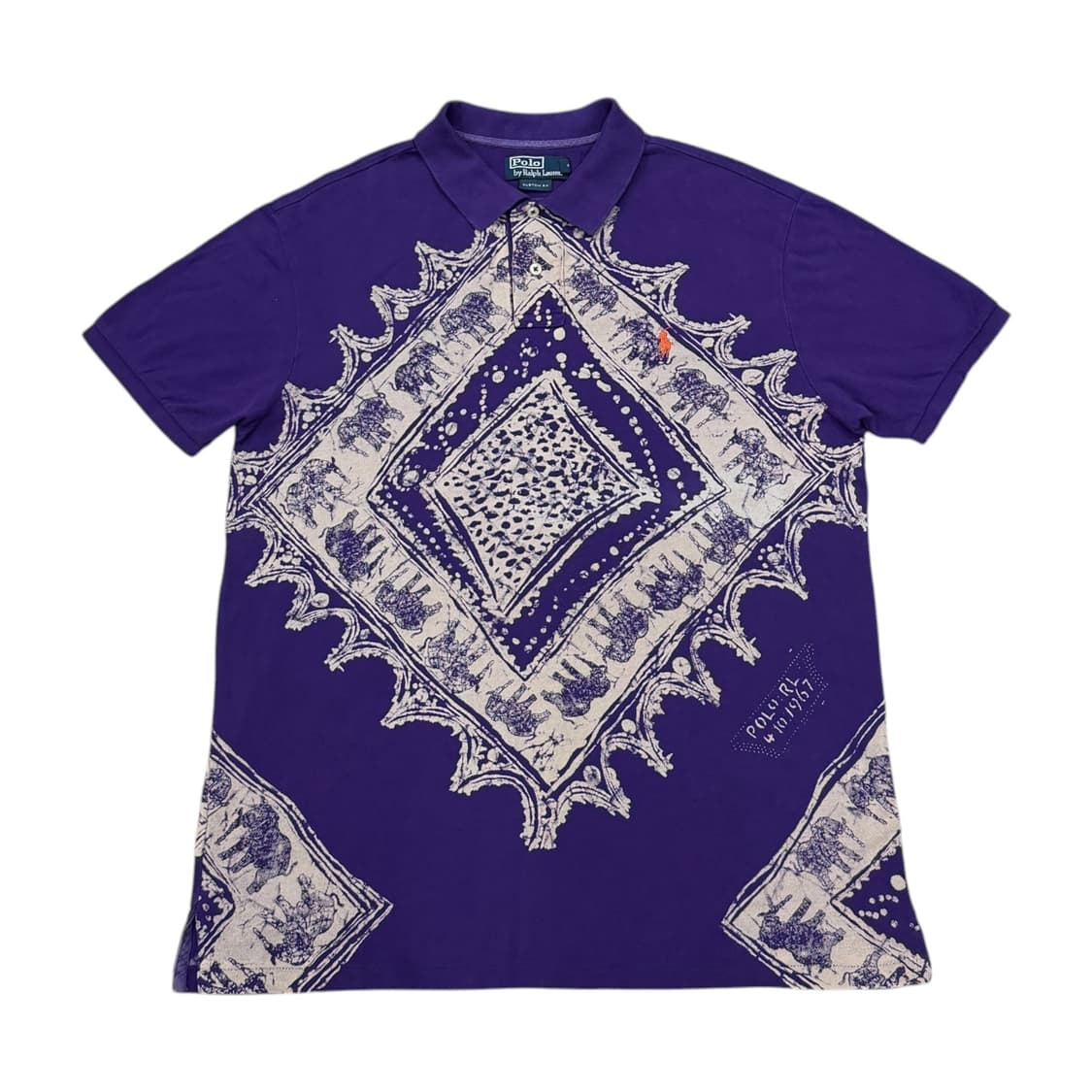 폴로 랄프로렌 페이즐리 패턴 Y2K PK 카라 반팔티 퍼플 XL 상품이미지1