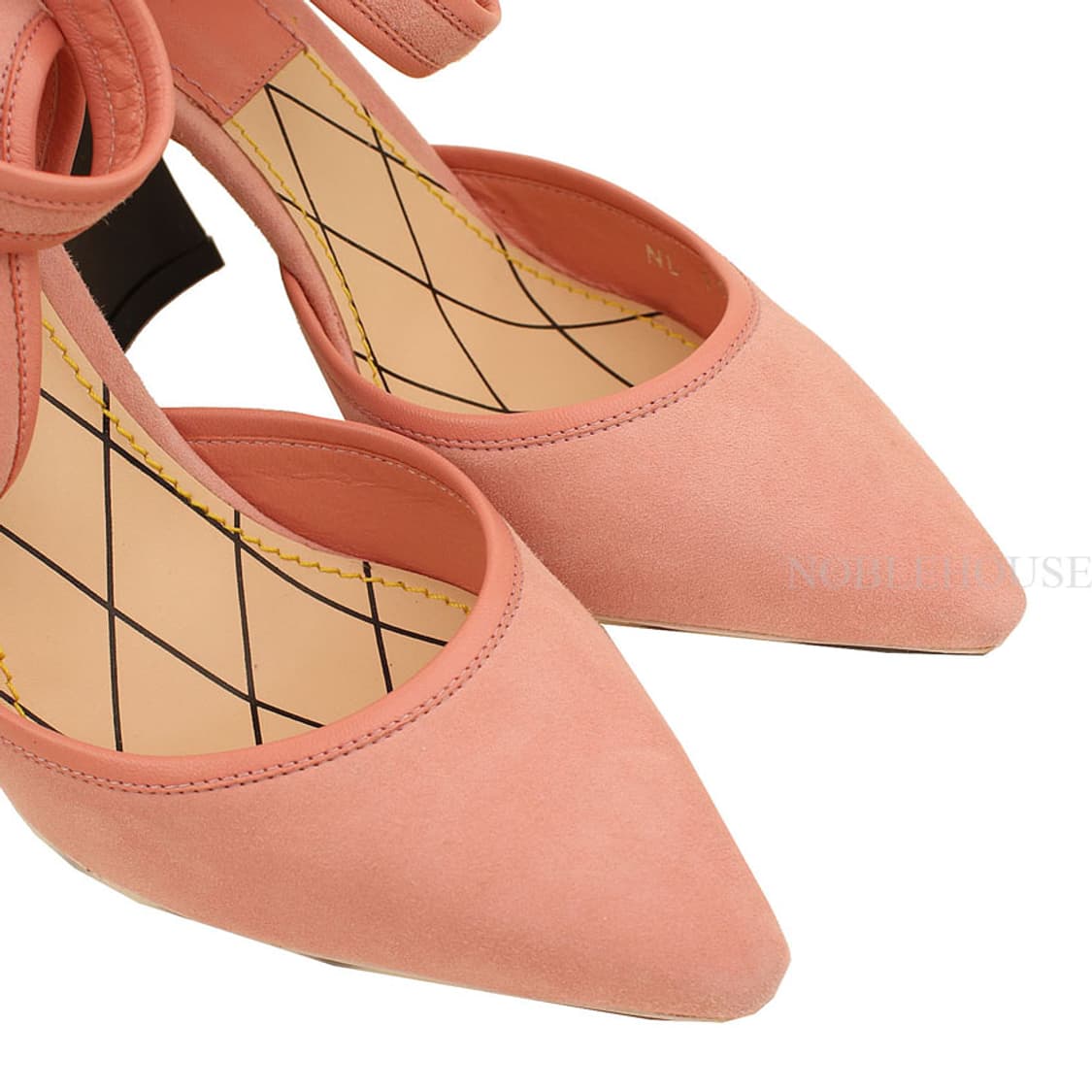 루이비통 핑크 스웨이드 은장 LV 로고 앵클 스트랩 샌들 35 1/2 상품이미지7