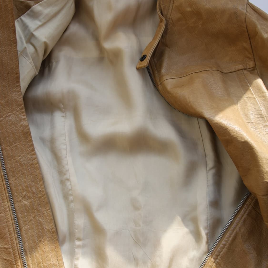 L / Rick Owens 릭오웬스 카멜 가죽 레더 자켓 상품이미지8