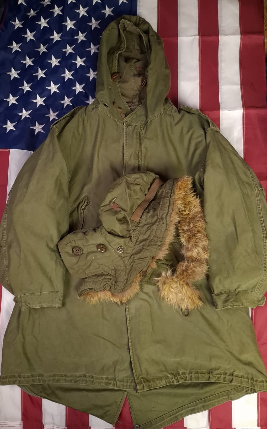 오리지날 미군 M-51 진나단파카 양털 라이너 미듐 셋트 상품이미지1