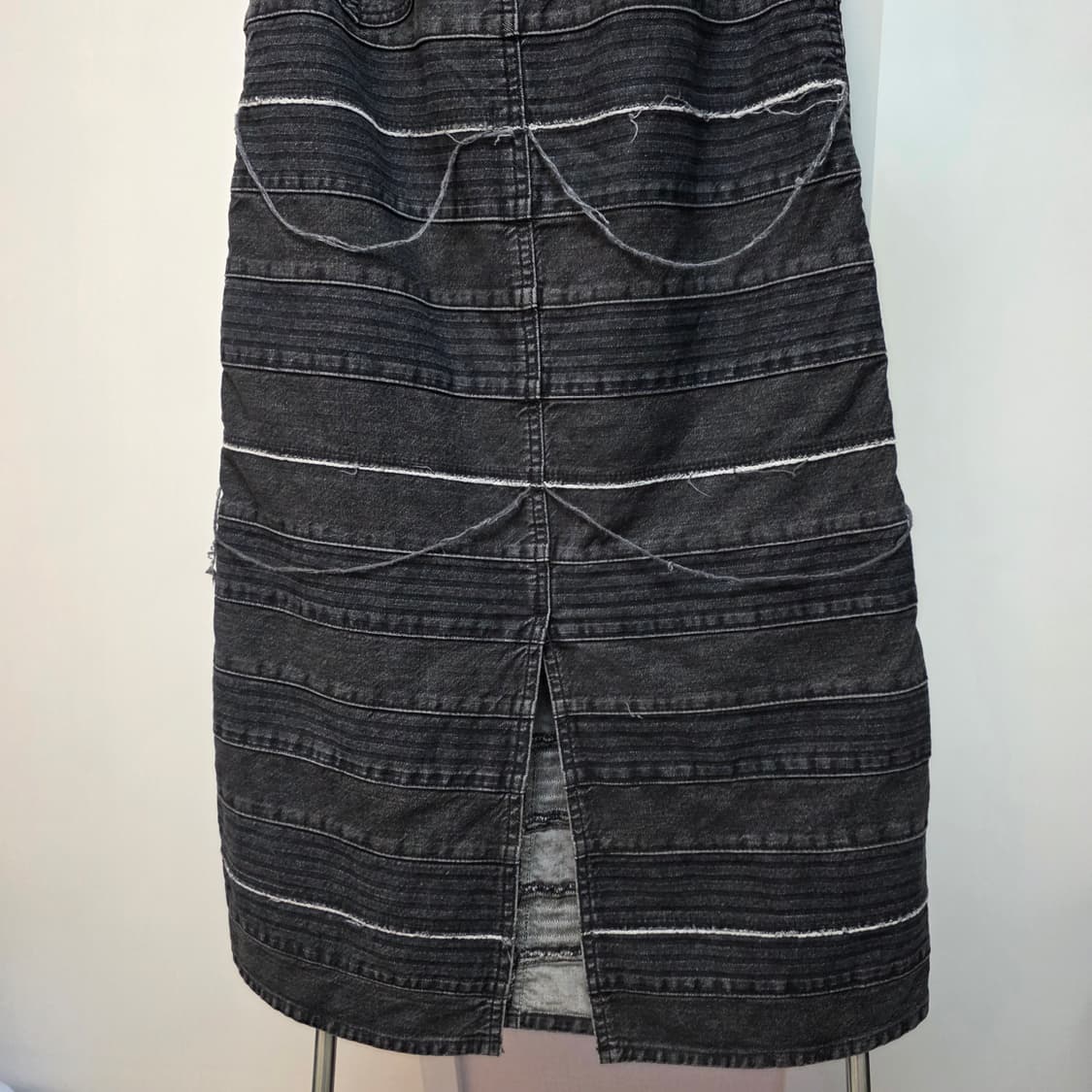 히스테릭 글래머 스크래치 롱 데님 스커트 블랙 상품이미지6
