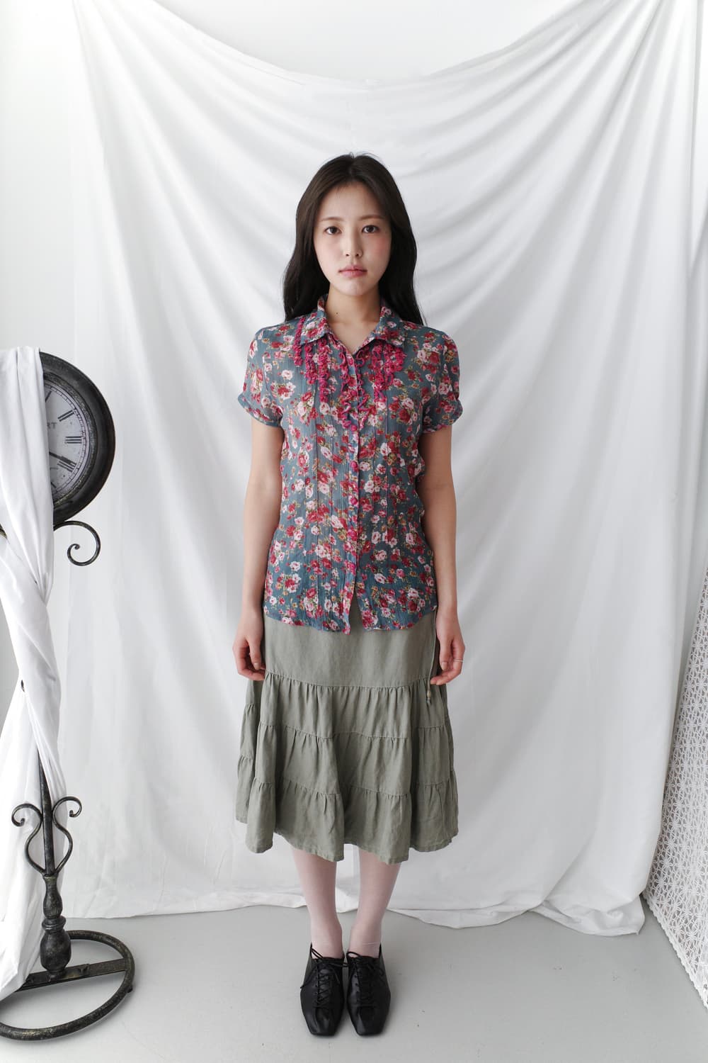 flower frill half shirt 상품이미지3