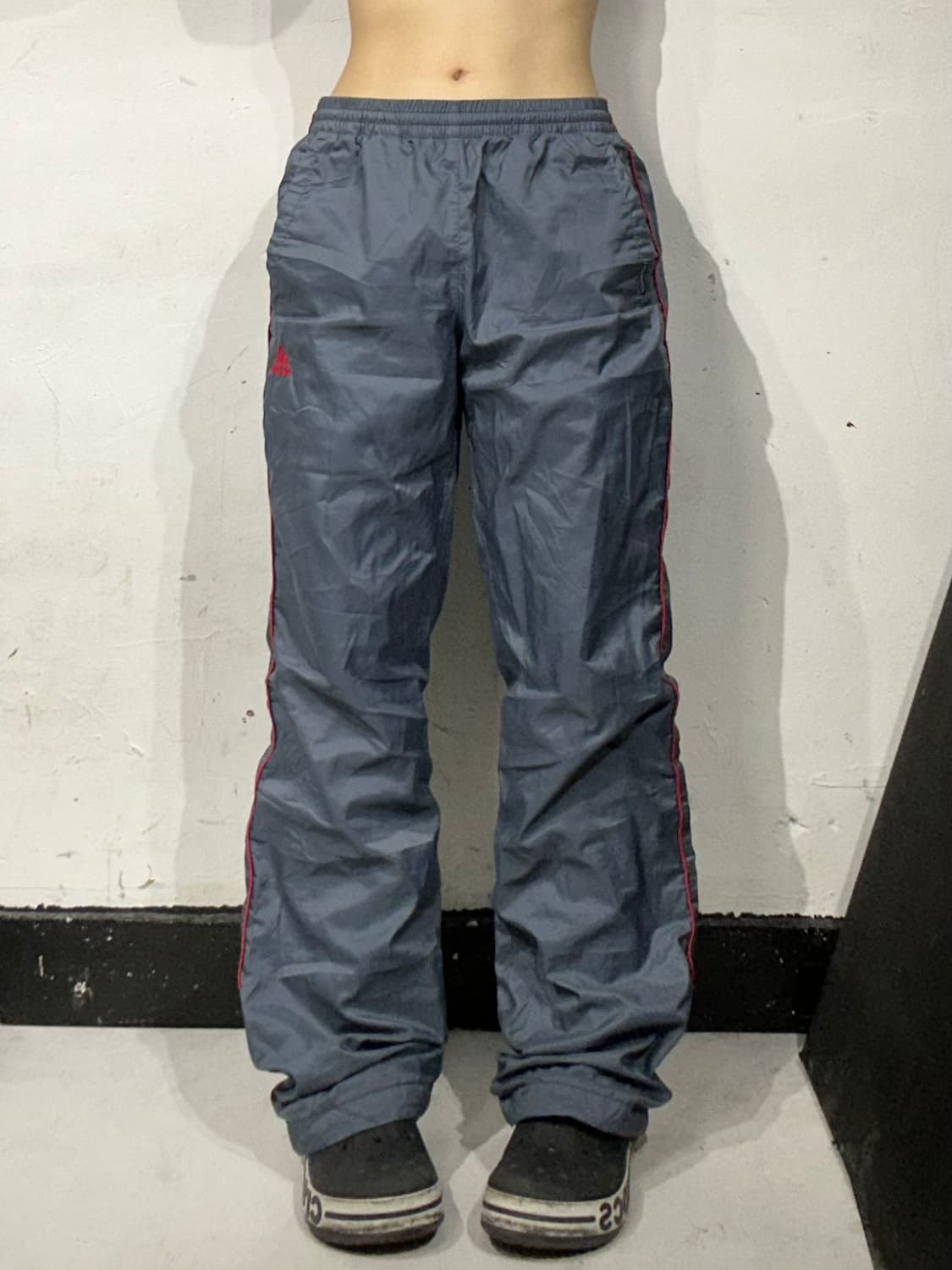 아디다스 메탈 실버 와이드 레드 사이드 라인 트랙 팬츠 L  상품이미지2