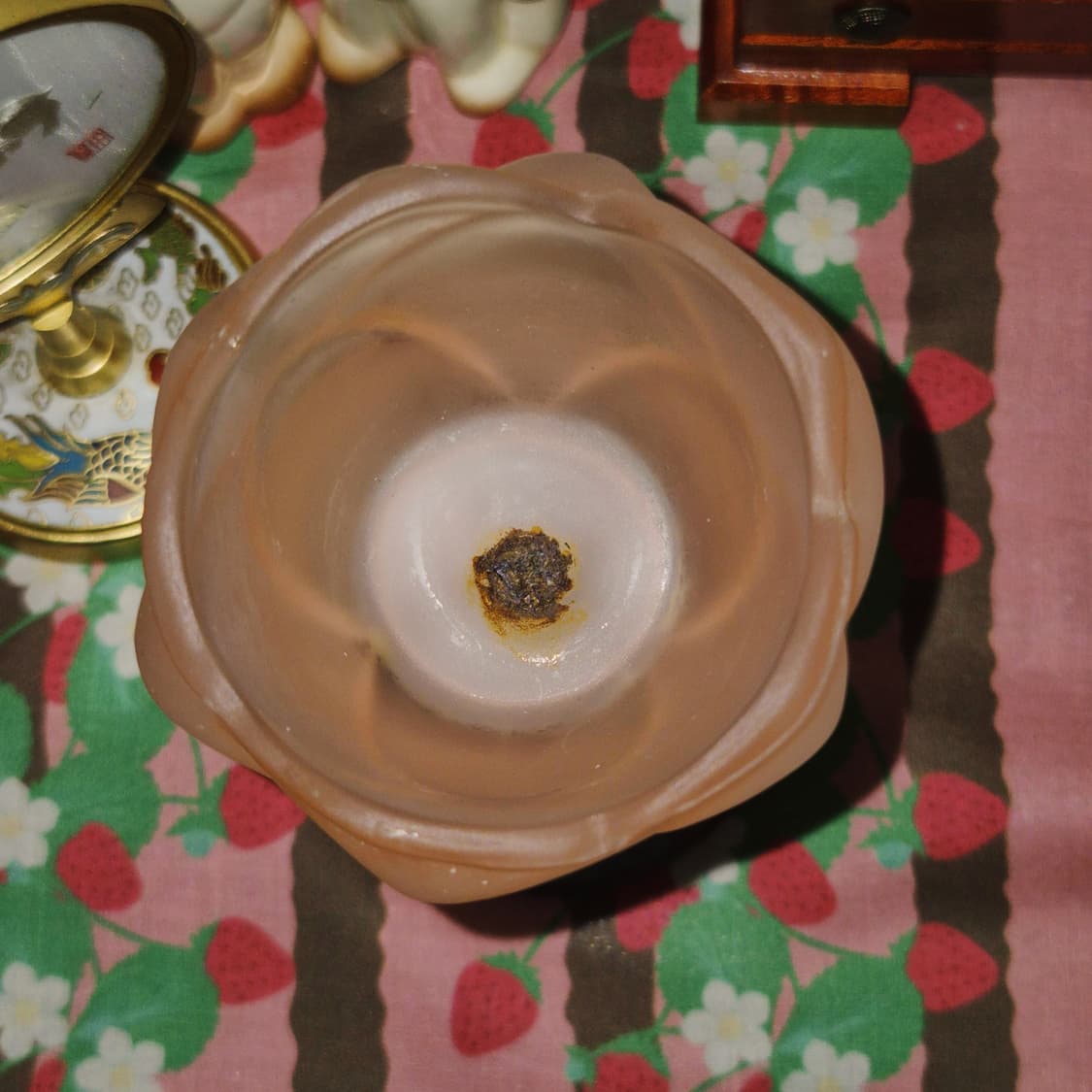 80s 엔틱 핑크 불투명 장미 촛대 상품이미지8