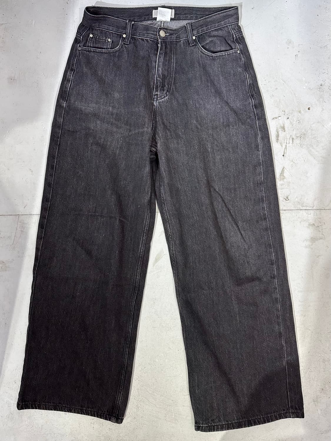 빈티지 흑청 와이드 데님 팬츠 청바지 L 상품이미지4
