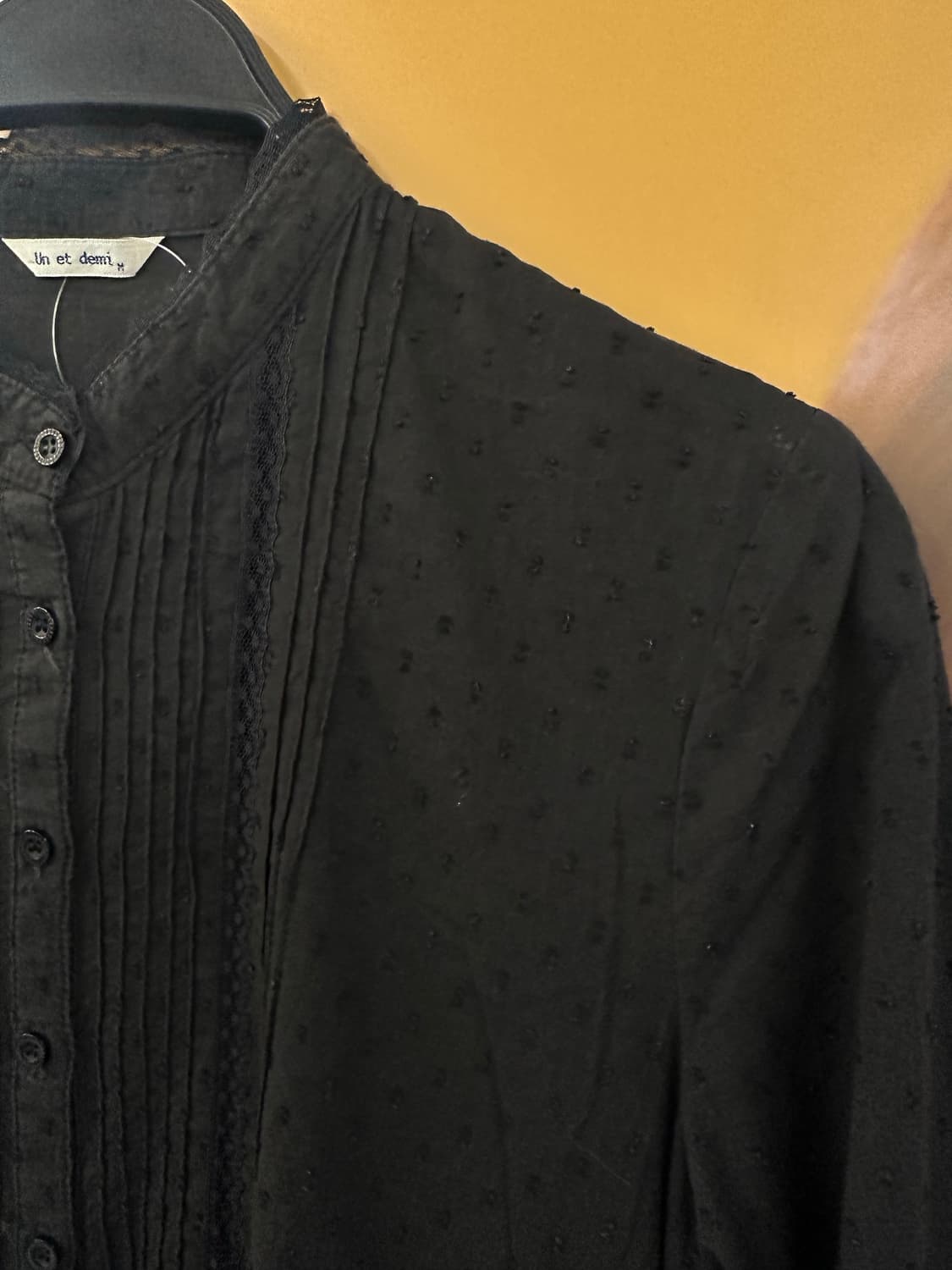 VINTAGE 블랙 레이스 도트 블라우스 상품이미지2