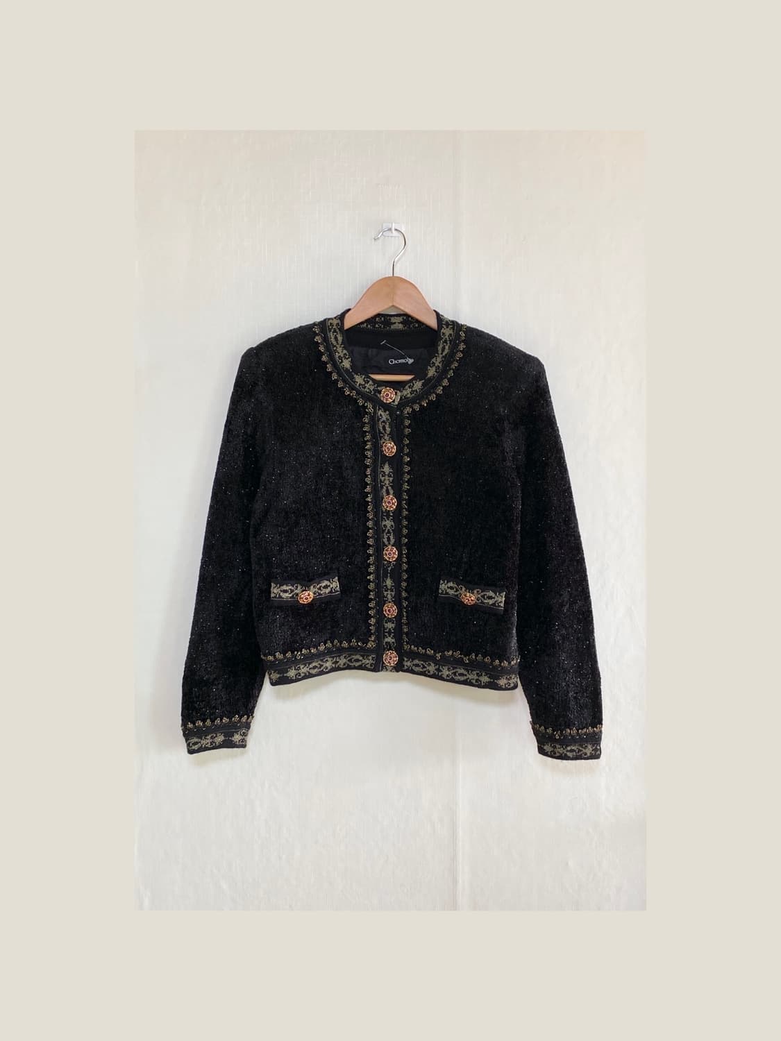 Vintage Black Wool Gold-Button Antique J 상품이미지1