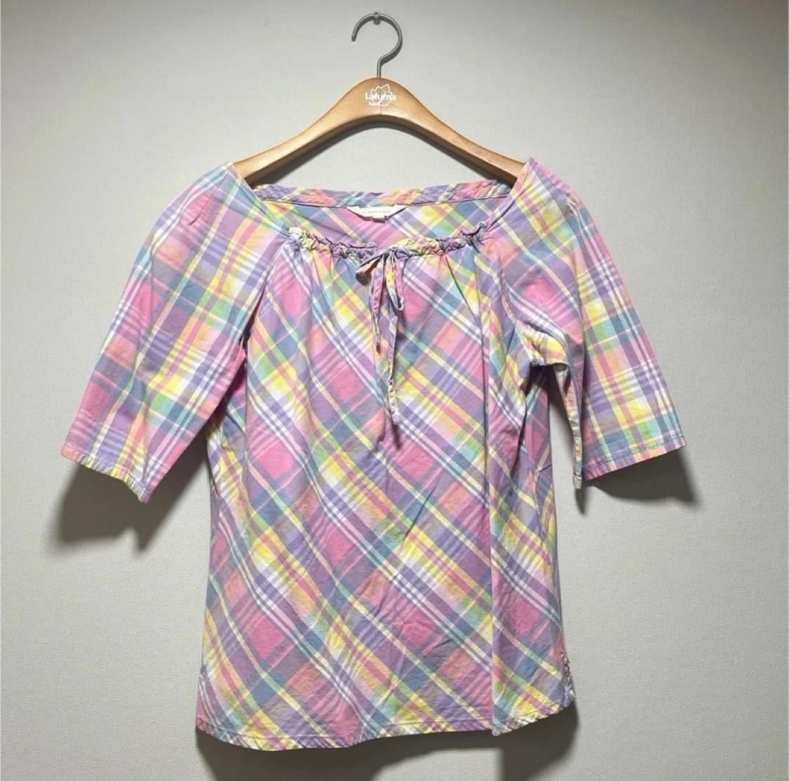 핑크체크 티셔츠 상품이미지1