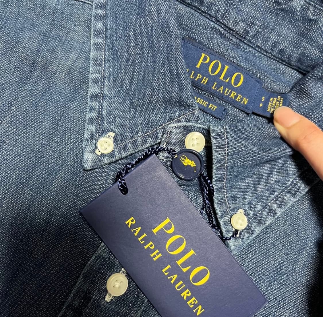 폴로 랄프로렌 데님 샴브레에 셔츠 S 상품이미지3
