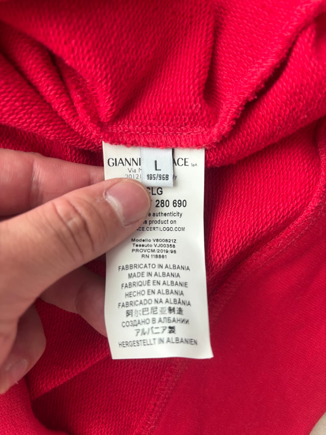 [L] 베르사체 컬렉션 레드 맨투맨 티셔츠 상품이미지4