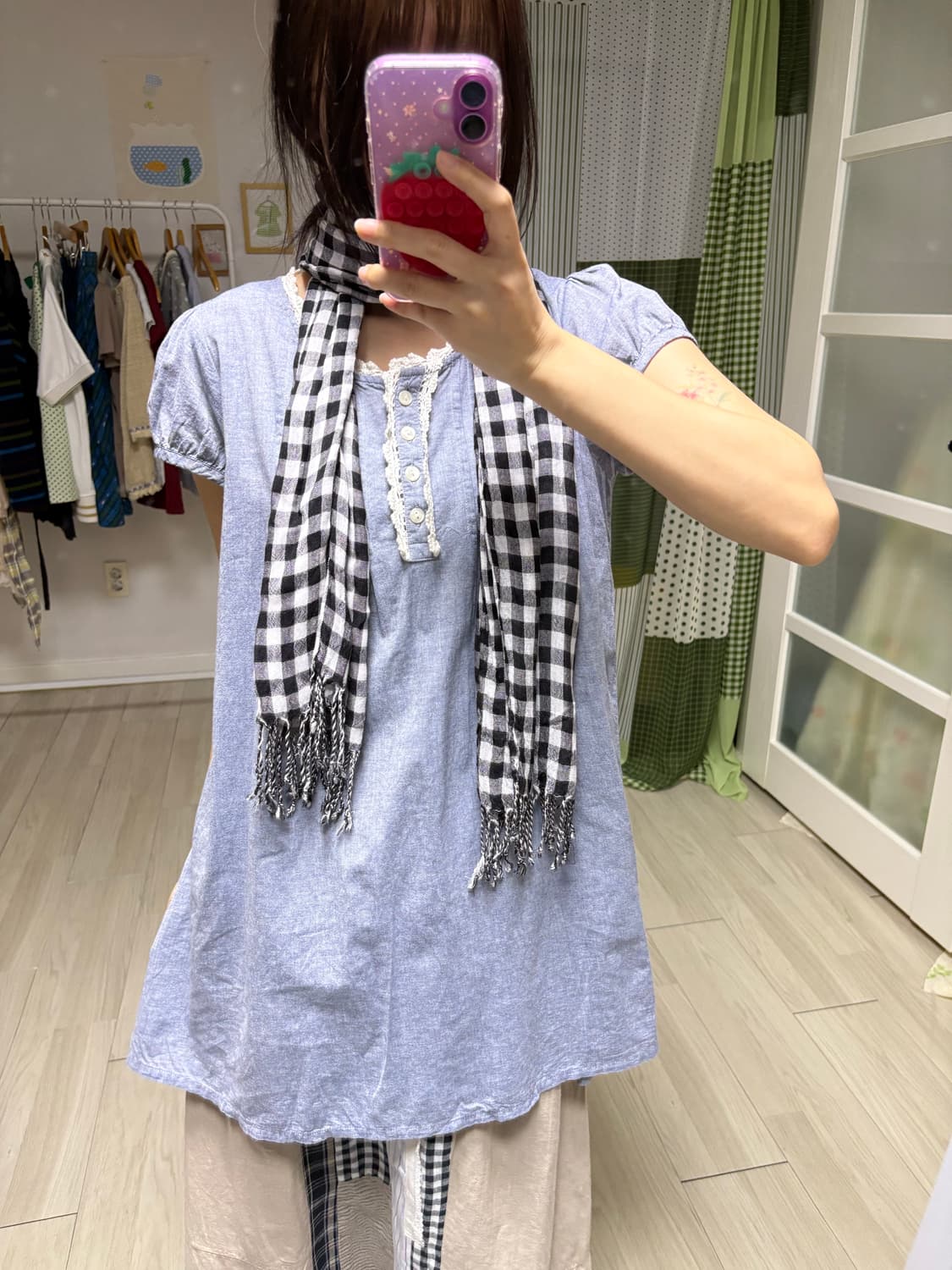 블랙 체크 스카프 상품이미지9