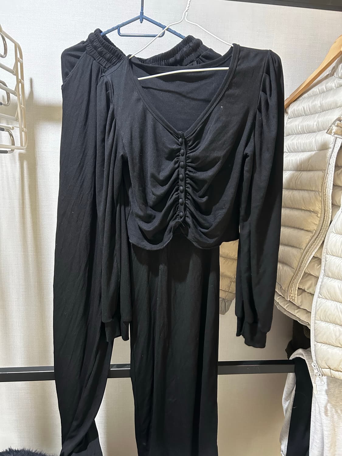 벨201 콩콩 셔링 브라운 상하의 세트 상품이미지4