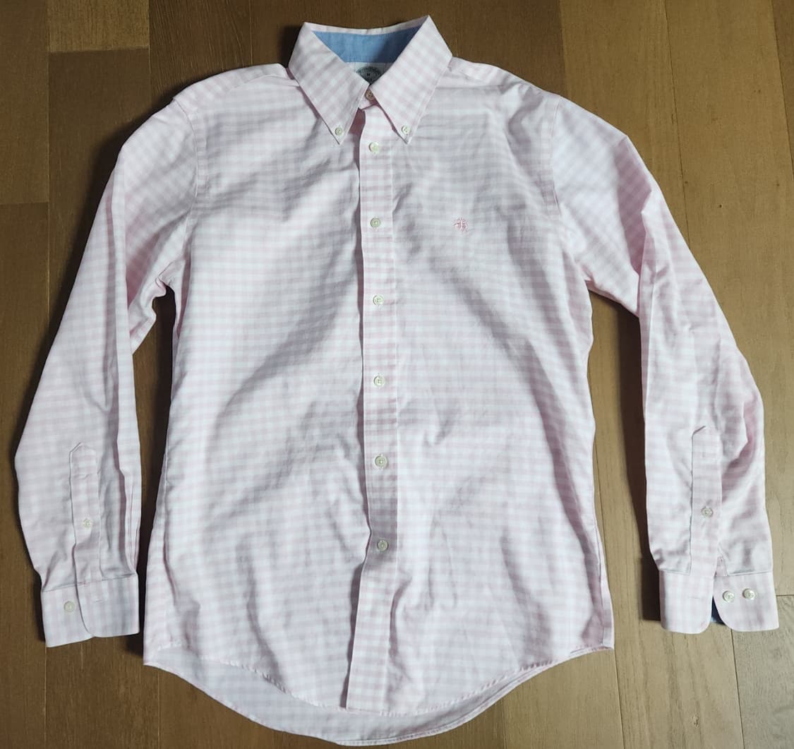 브룩스브라더스 핑크 깅엄 논아이론 리젠트핏 옥스포드셔츠(M) 상품이미지1