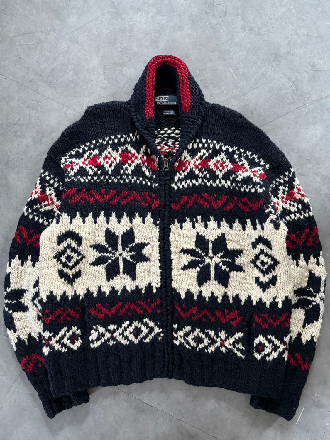 Polo 폴로 랄프로렌 노르딕 성조기자수 울 핸드 니트 코위찬 상품이미지2